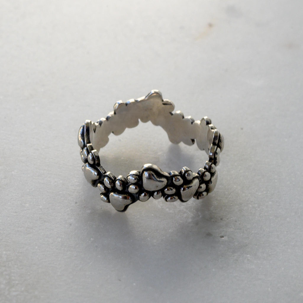 Antiqued Sterling Silver Pet Paw Ring - Stacking Ring Jewelry, Size 6