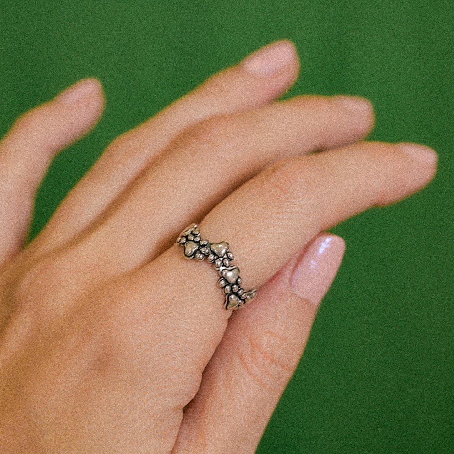 Antiqued Sterling Silver Pet Paw Ring - Stacking Ring Jewelry, Size 6
