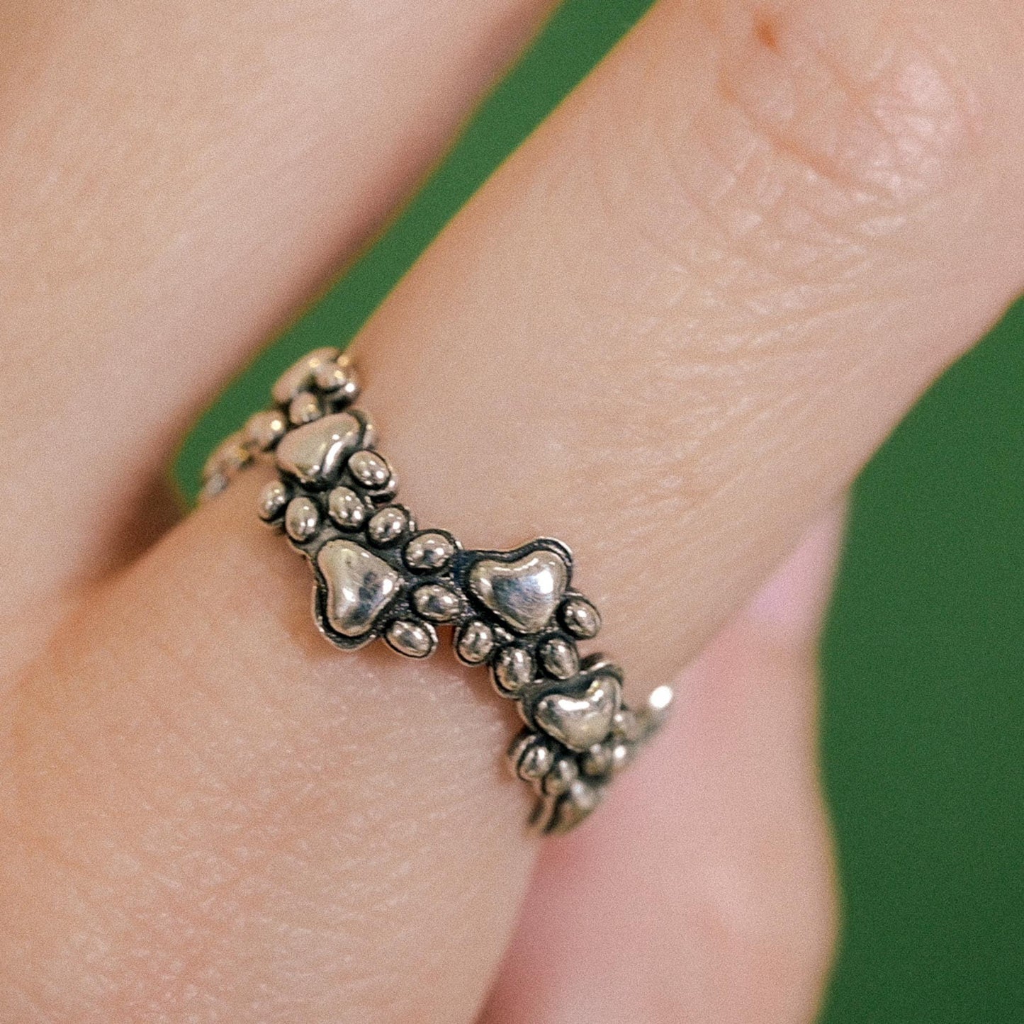 Antiqued Sterling Silver Pet Paw Ring - Stacking Ring Jewelry, Size 6
