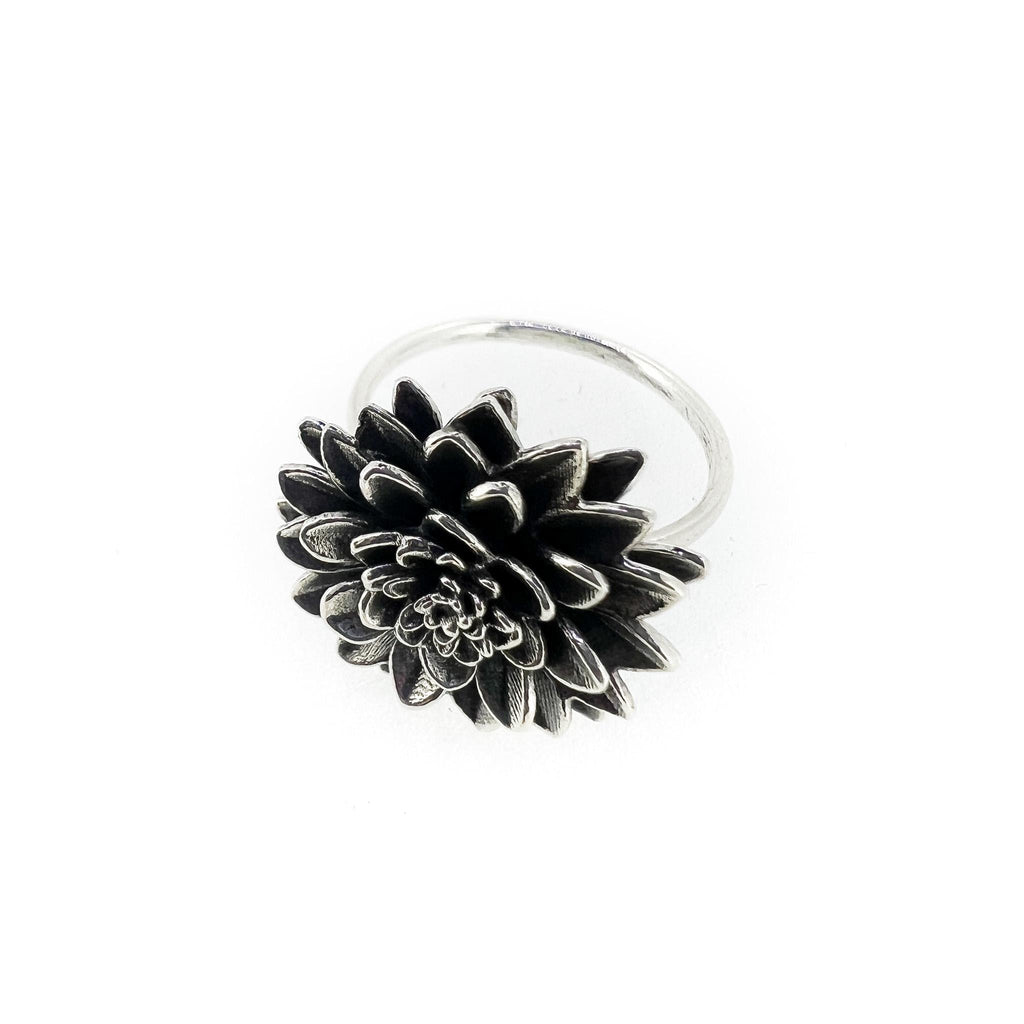 Dahlia flower in antique silver