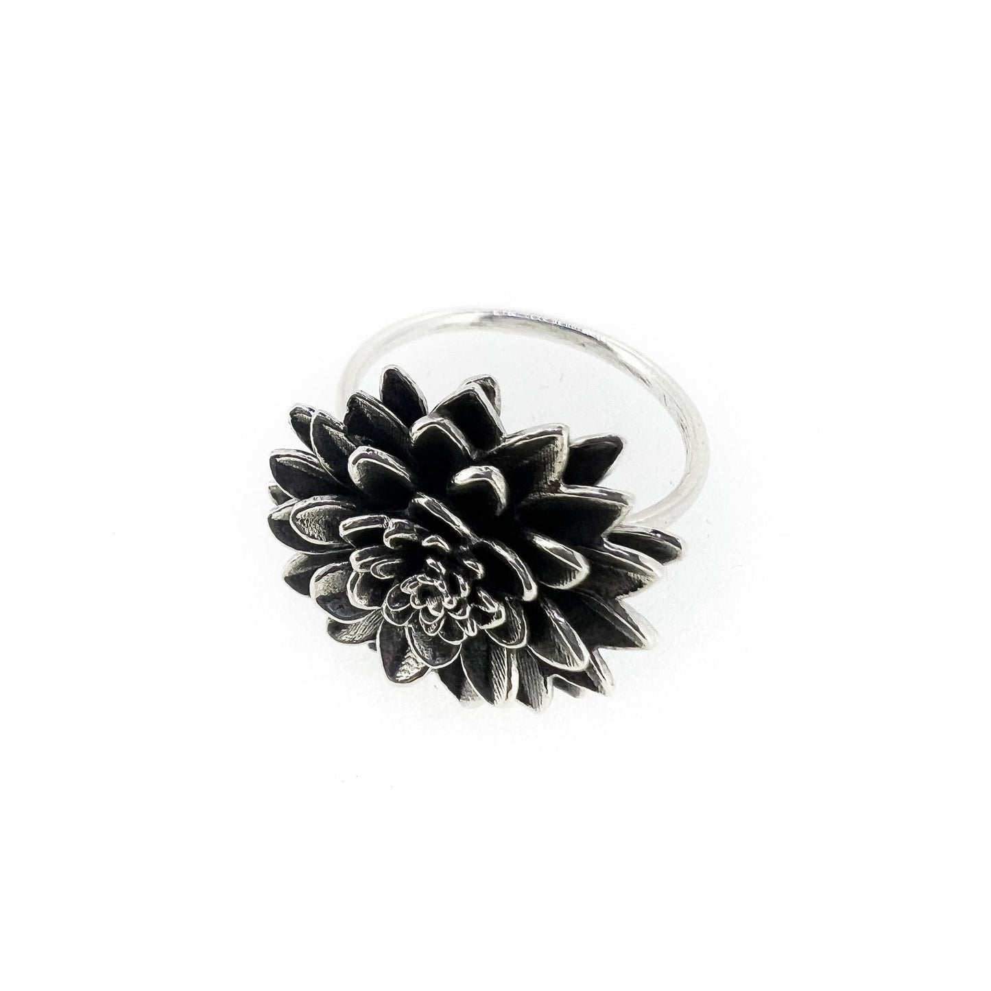 Dahlia flower in antique silver