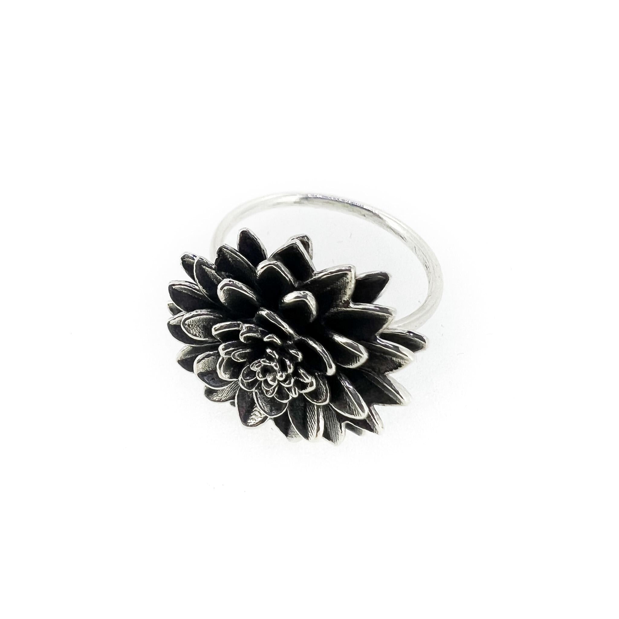 Dahlia flower in antique silver