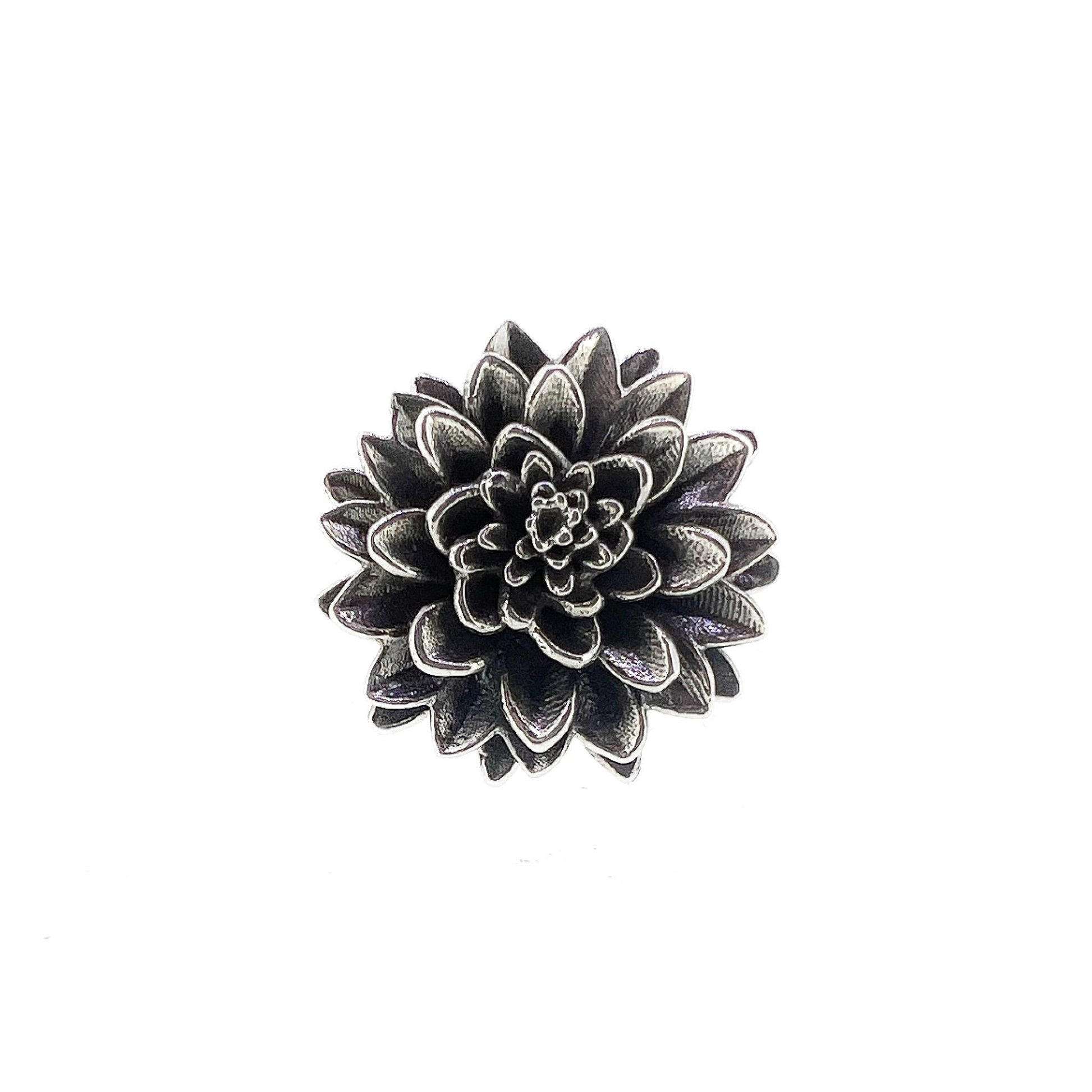 Dahlia flower in antique silver