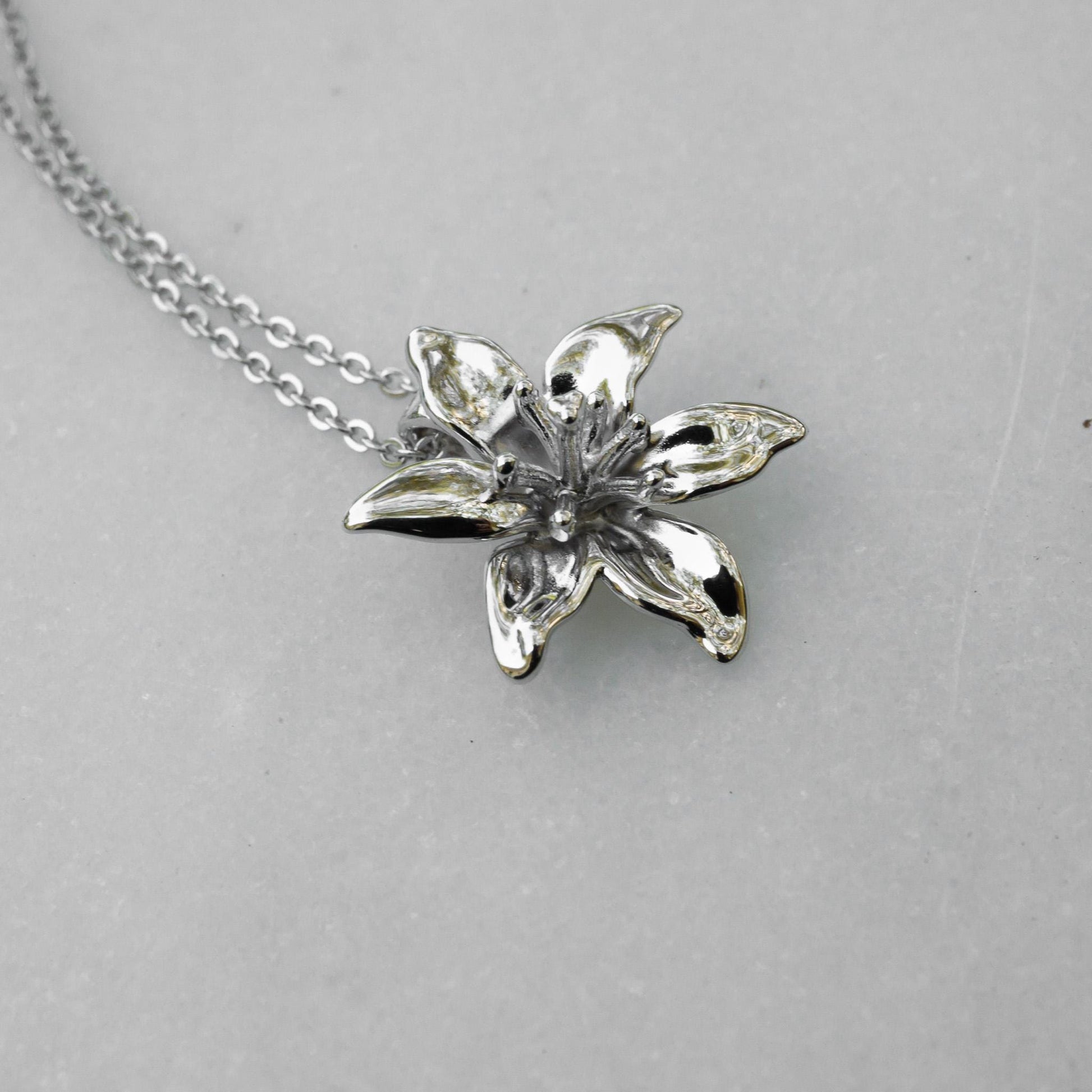 Lily Charm Necklace 14K Solid Gold