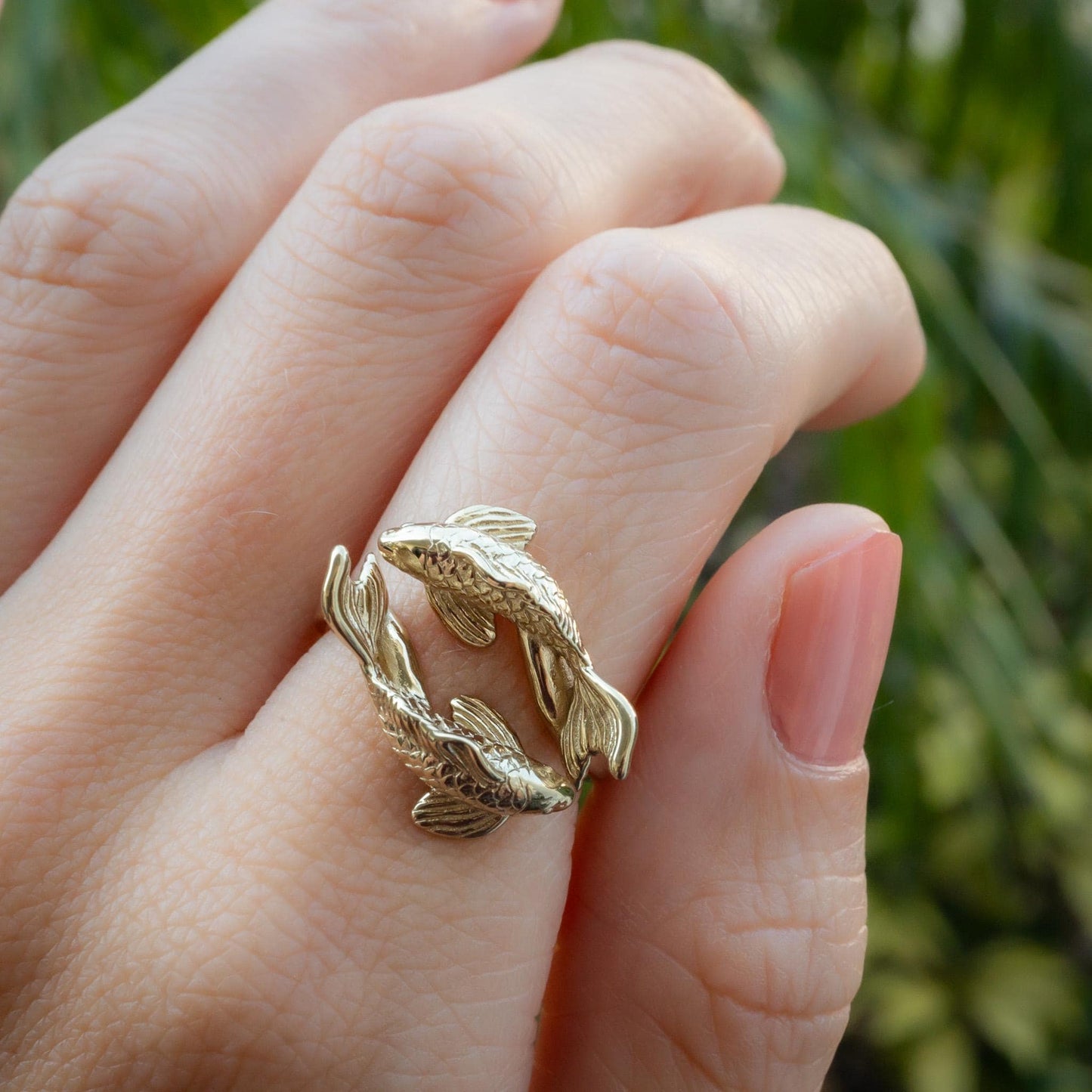Koi Fish Ring: 3D Printed Sterling Silver Adjustable Band