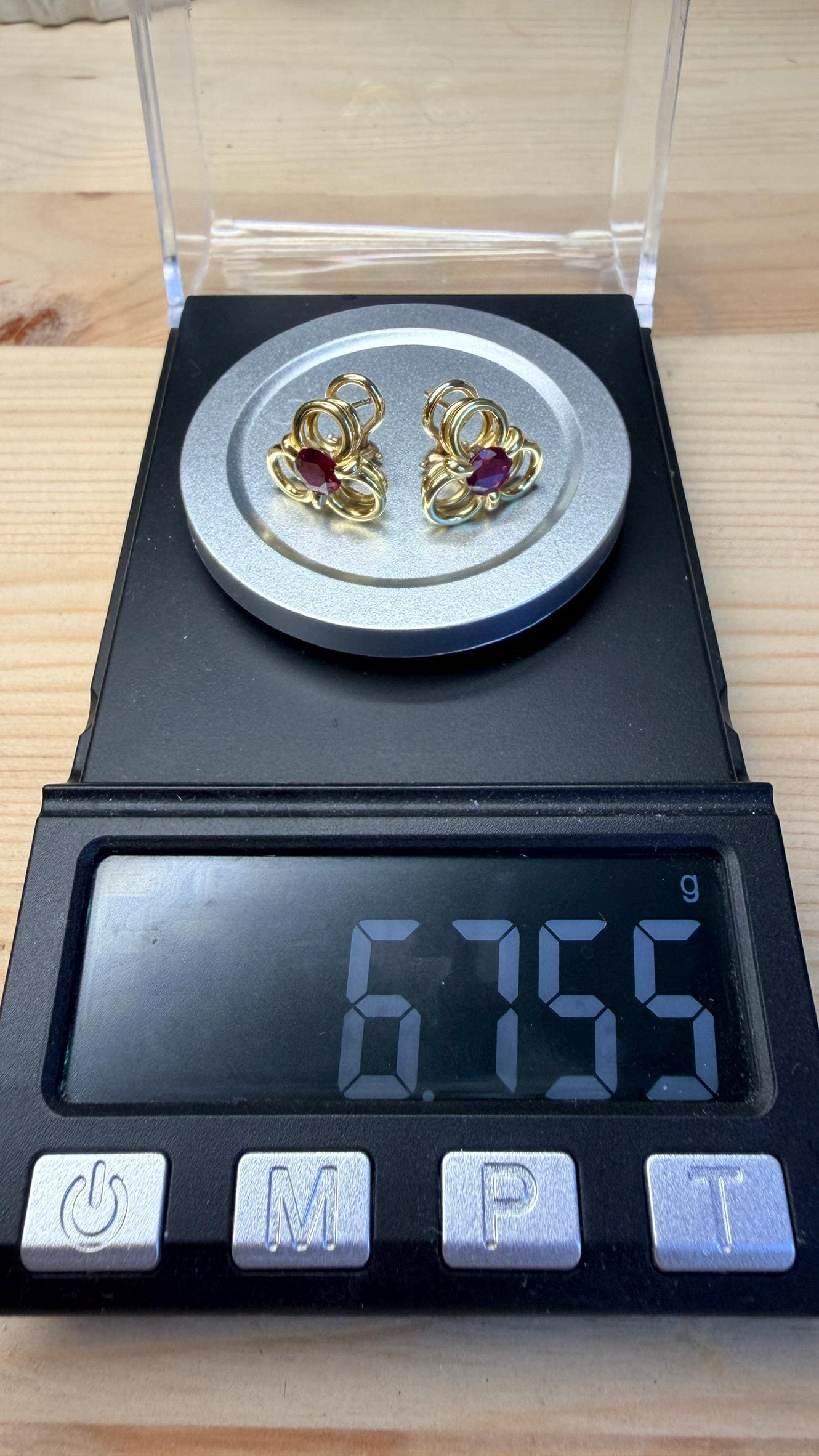 Vintage Natural Ruby Trefoil Earrings in 14K Gold