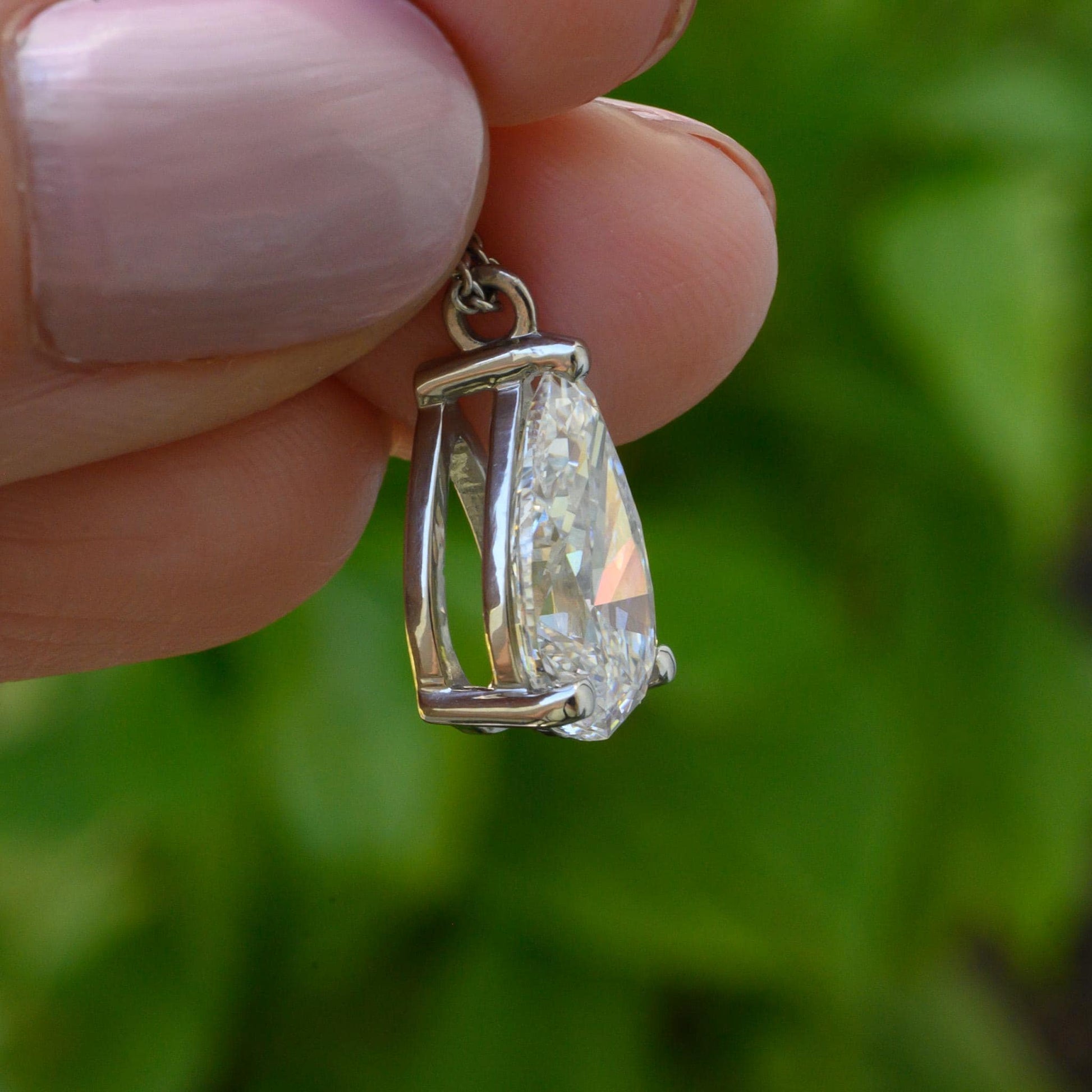 3.02ct Lab Grown Pear Diamond Necklace Platinum, E VS1 IGI Certified Solitaire Pendant, 15.75" Dainty Fine Jewelry Gift