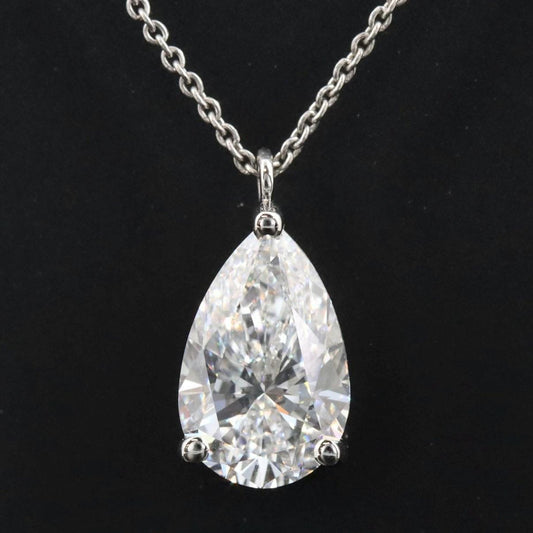 3.02ct Lab Grown Pear Diamond Necklace Platinum, E VS1 IGI Certified Solitaire Pendant, 15.75" Dainty Fine Jewelry Gift