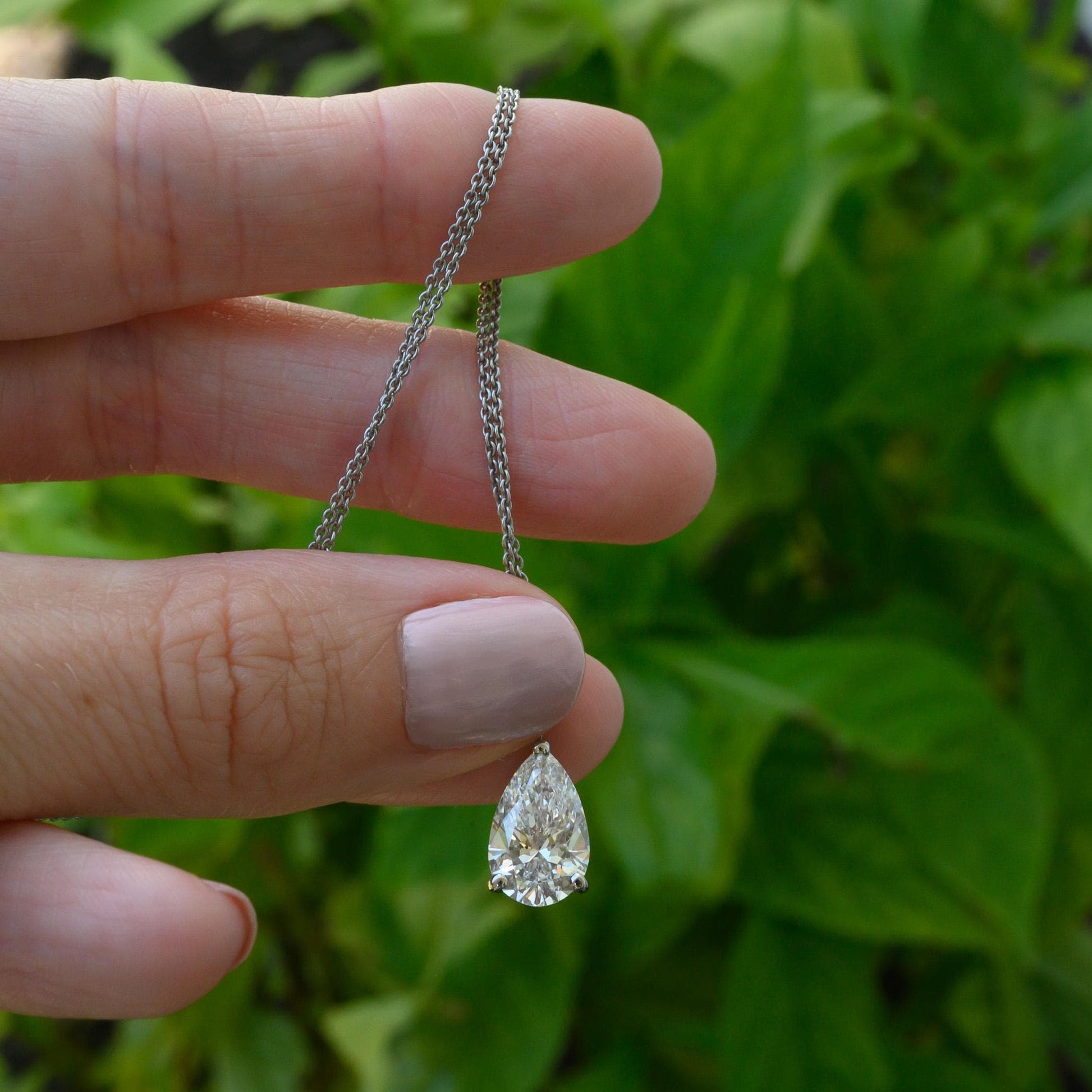 3.02ct Lab Grown Pear Diamond Necklace Platinum, E VS1 IGI Certified Solitaire Pendant, 15.75" Dainty Fine Jewelry Gift