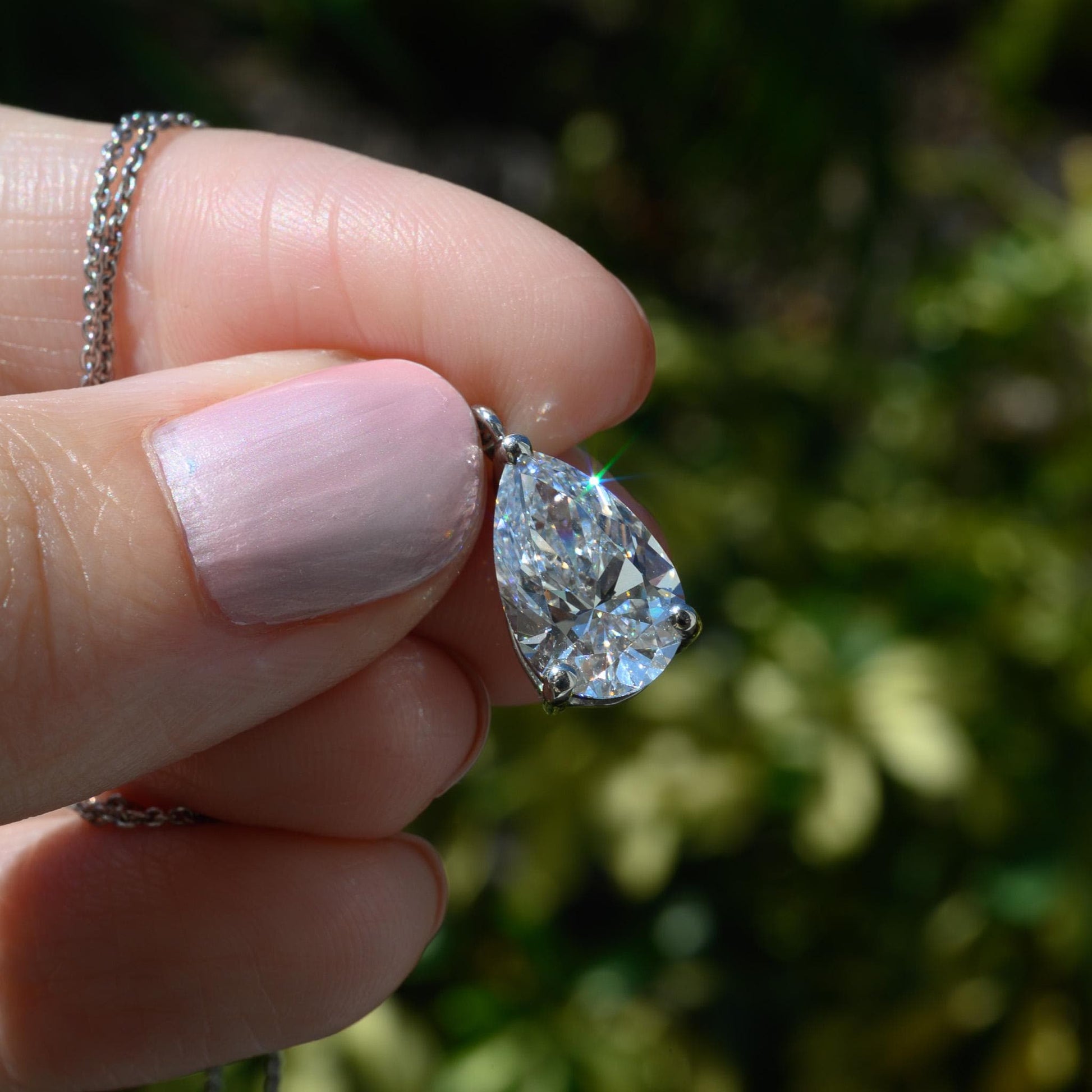 3.02ct Lab Grown Pear Diamond Necklace Platinum, E VS1 IGI Certified Solitaire Pendant, 15.75" Dainty Fine Jewelry Gift