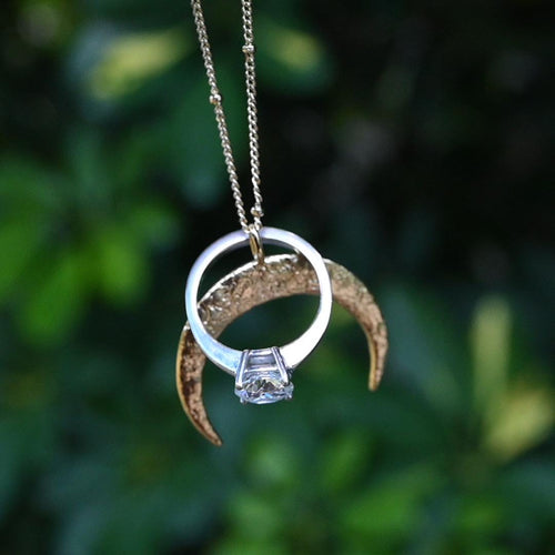 Crescent Moon Ring Holder Necklace