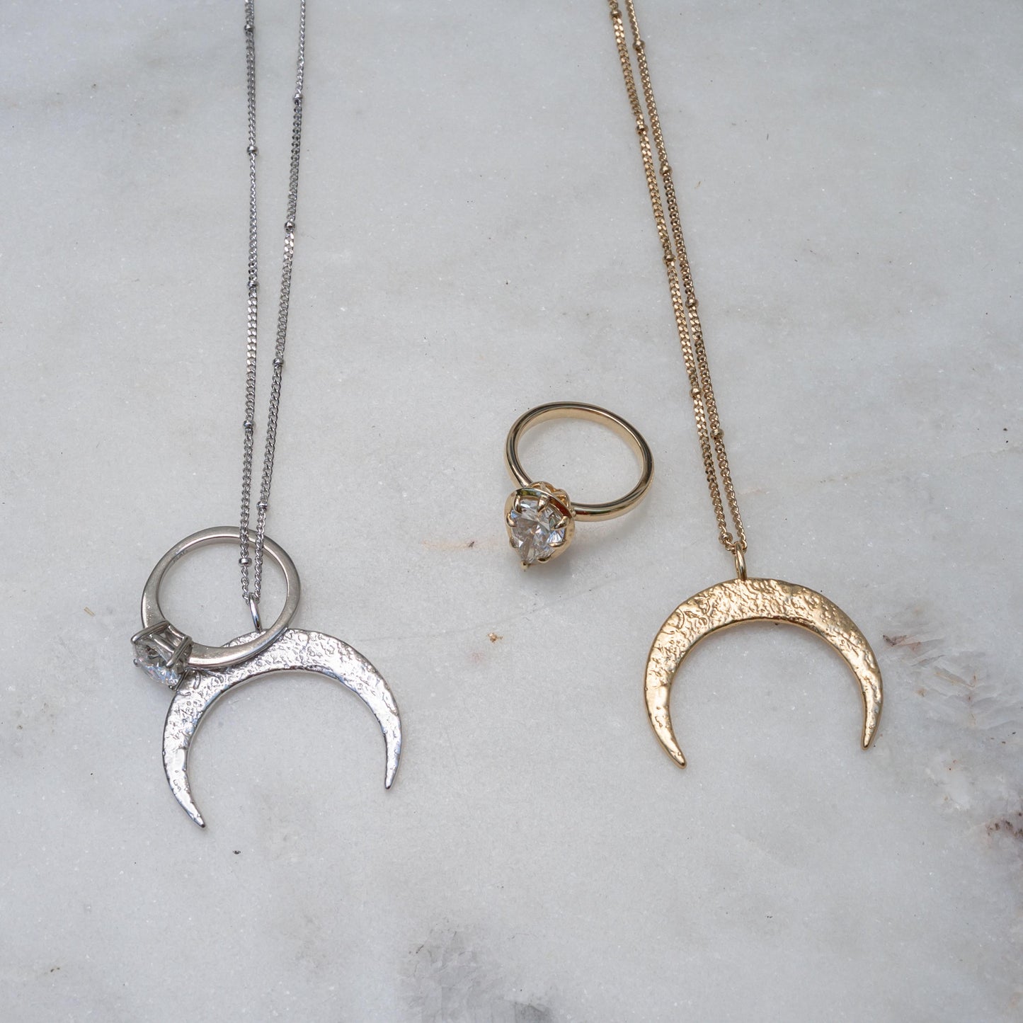 Ring Holder Moon Necklace