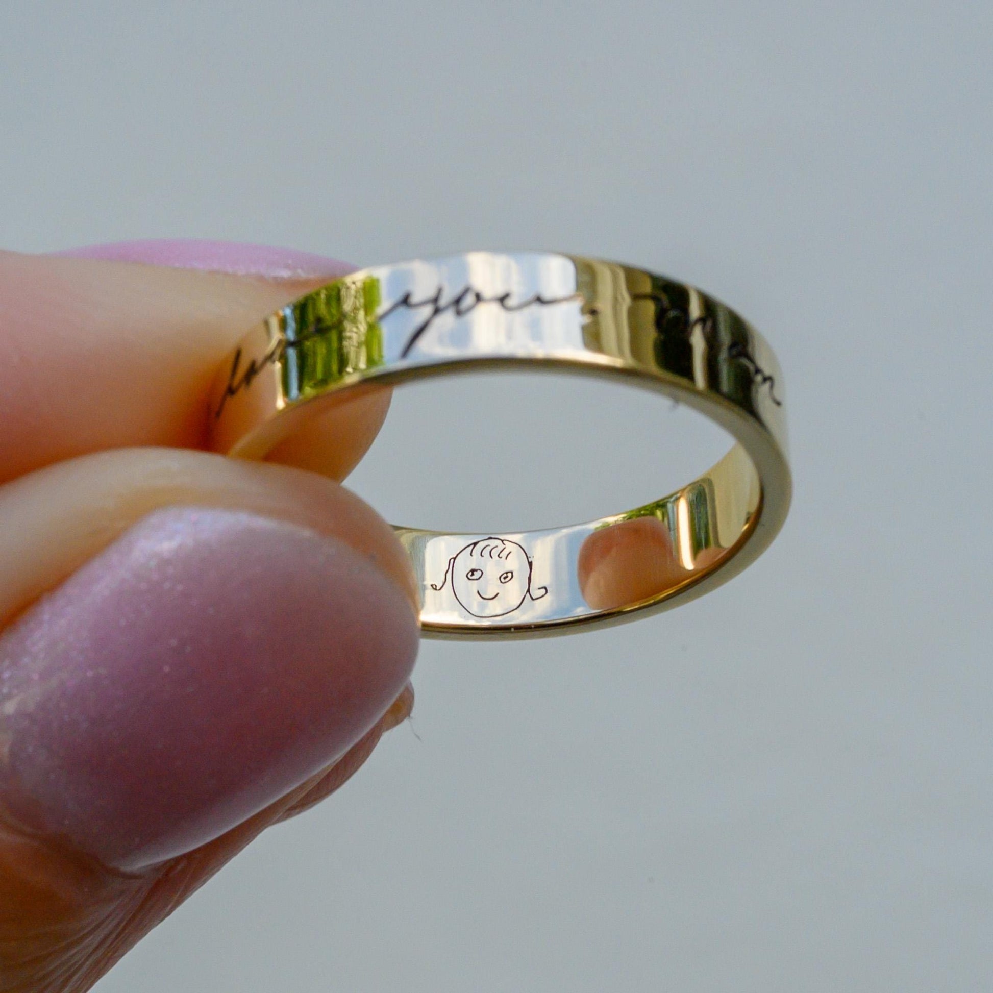 Laser Engraved Handwriting Ring