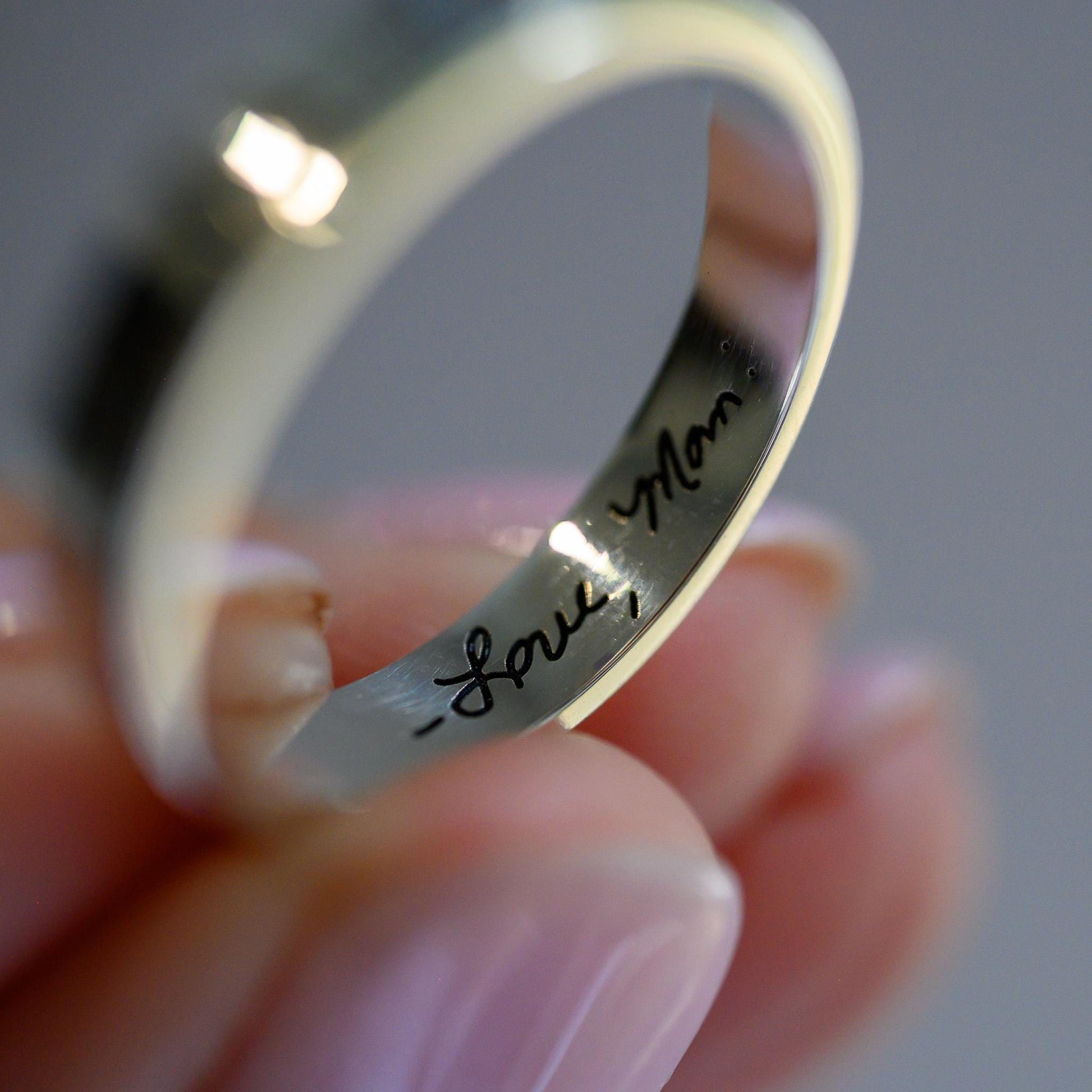 Laser Engraved Handwriting Ring