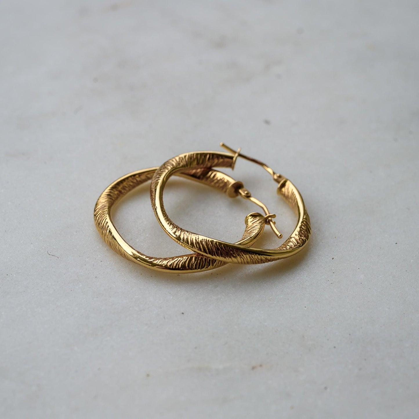 14K Gold Hoop Earrings, Organic Oval Latch Back Hoops, Lightweight Everyday Gold Earrings