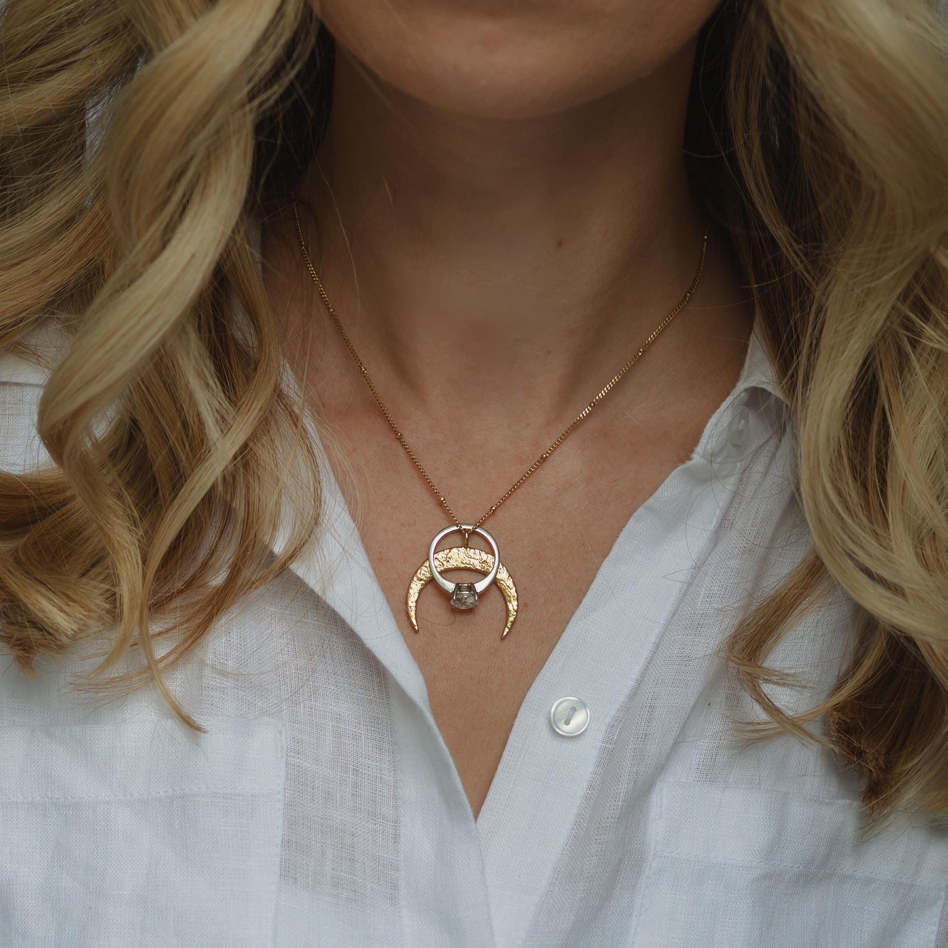Ring Holder Moon Necklace