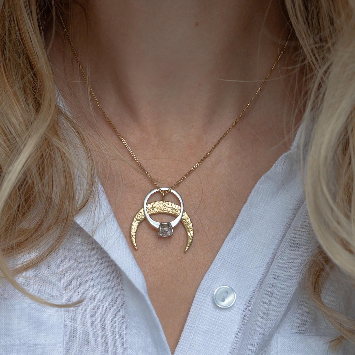 Ring Holder Moon Necklace