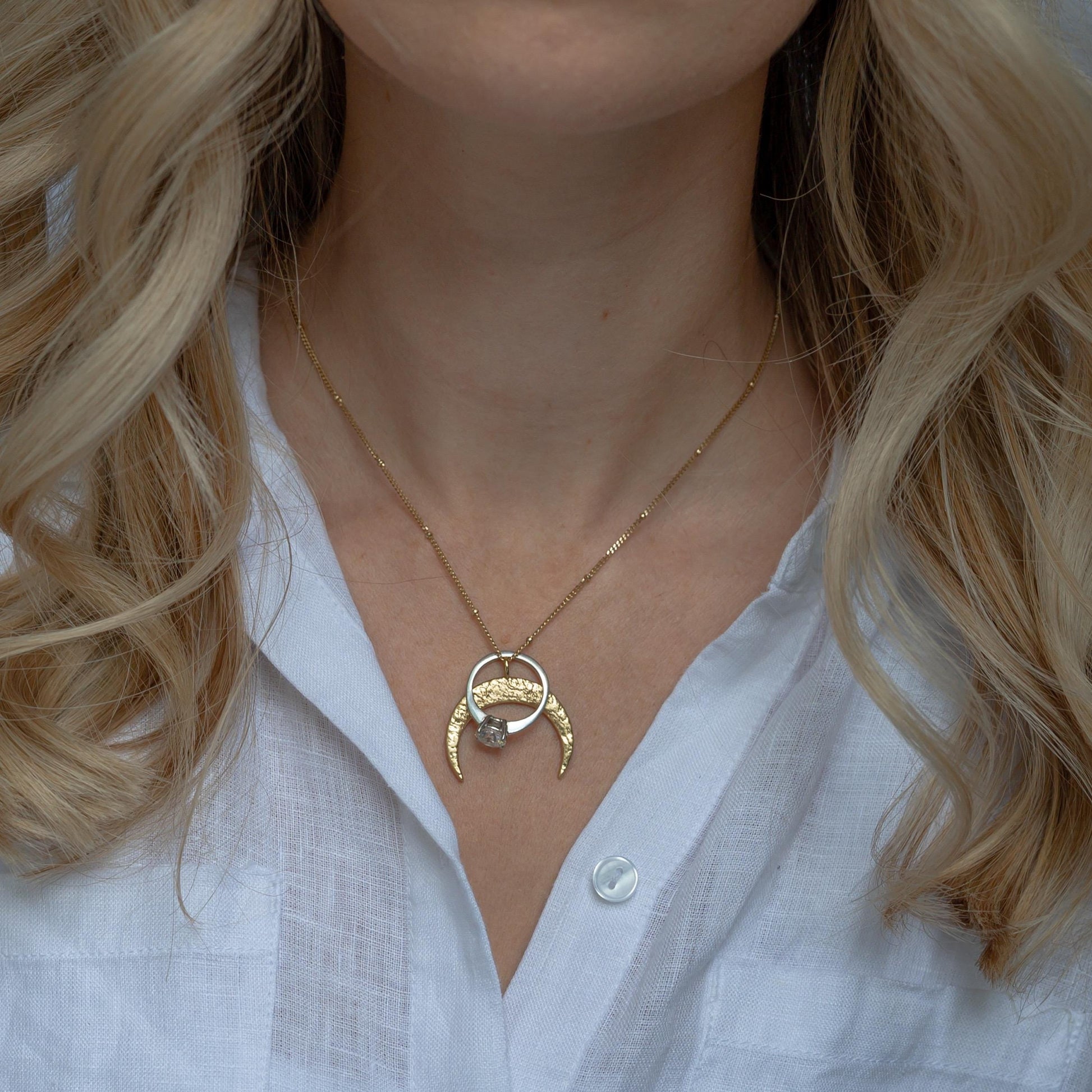 Ring Holder Moon Necklace