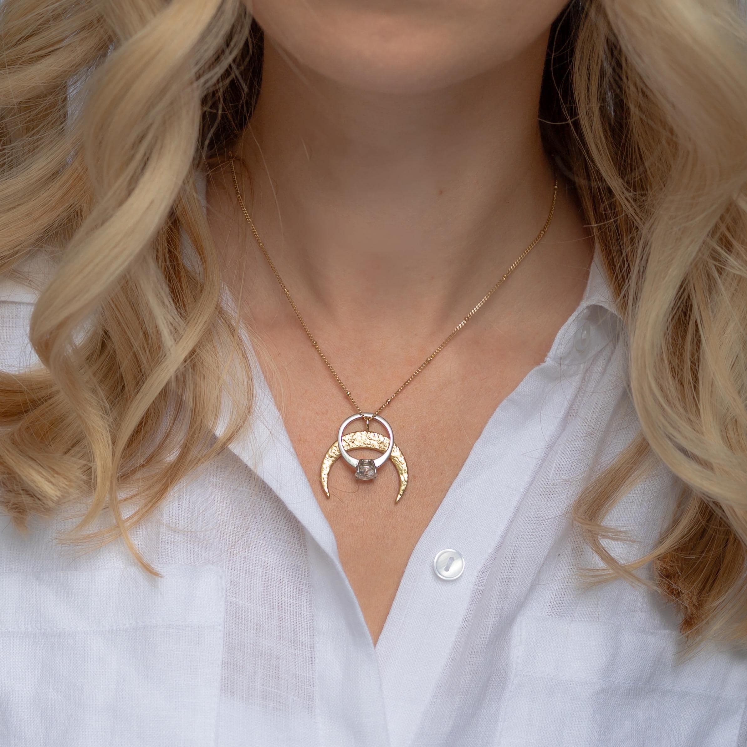 Crescent Moon Ring Holder Necklace