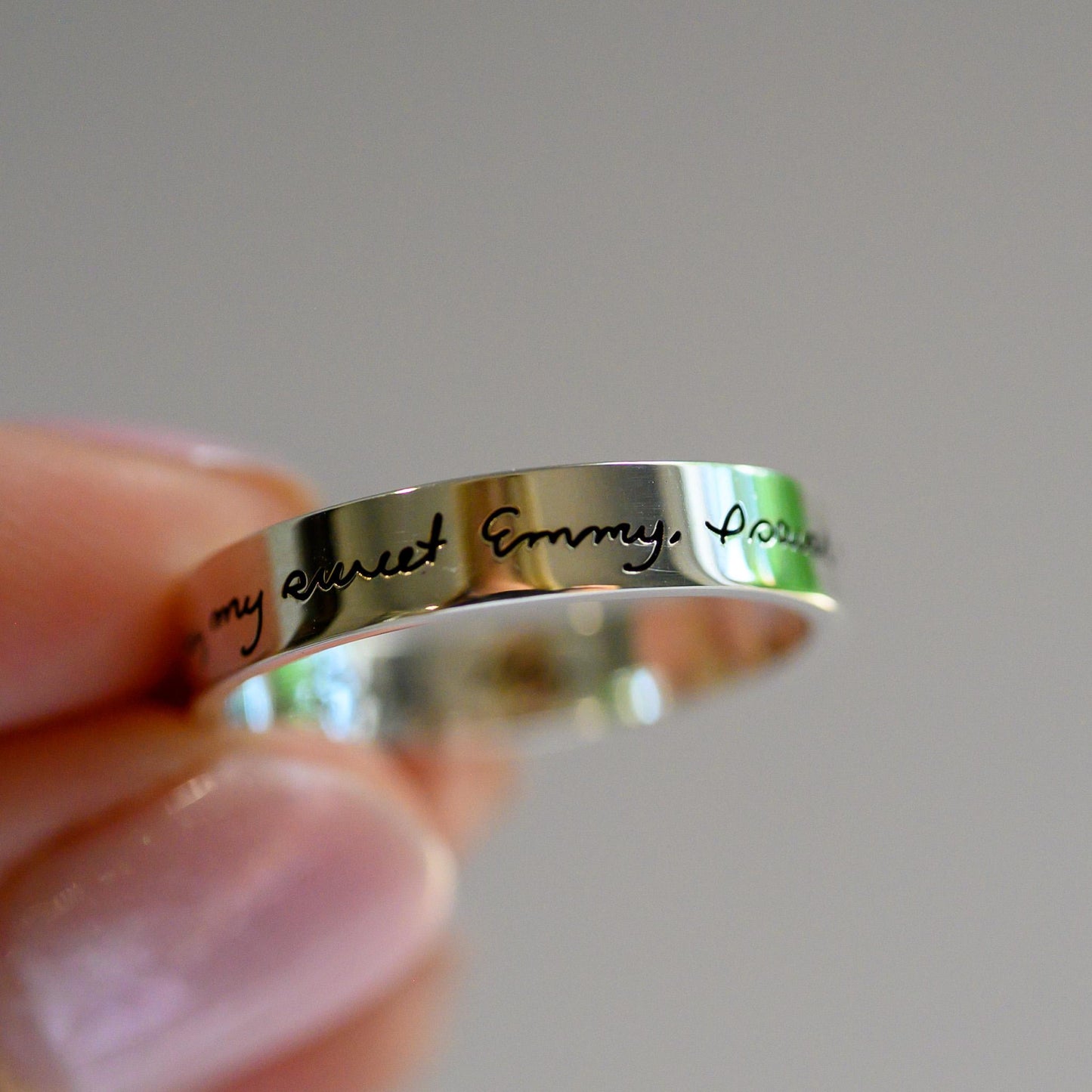 Laser Engraved Handwriting Ring