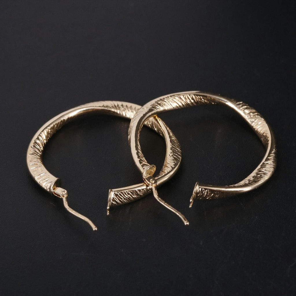 14K Gold Hoop Earrings, Organic Oval Latch Back Hoops, Lightweight Everyday Gold Earrings