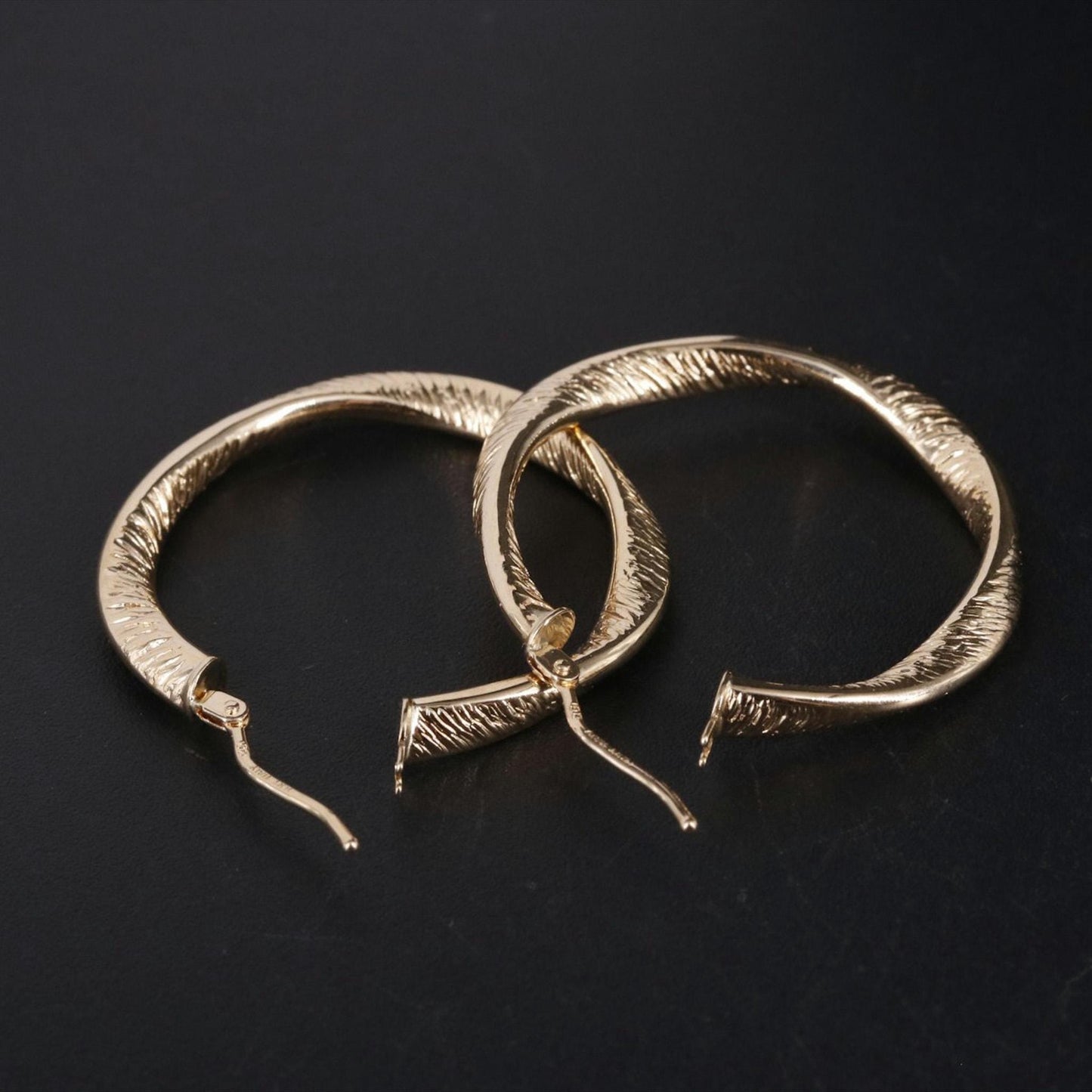 14K Gold Hoop Earrings, Organic Oval Latch Back Hoops, Lightweight Everyday Gold Earrings