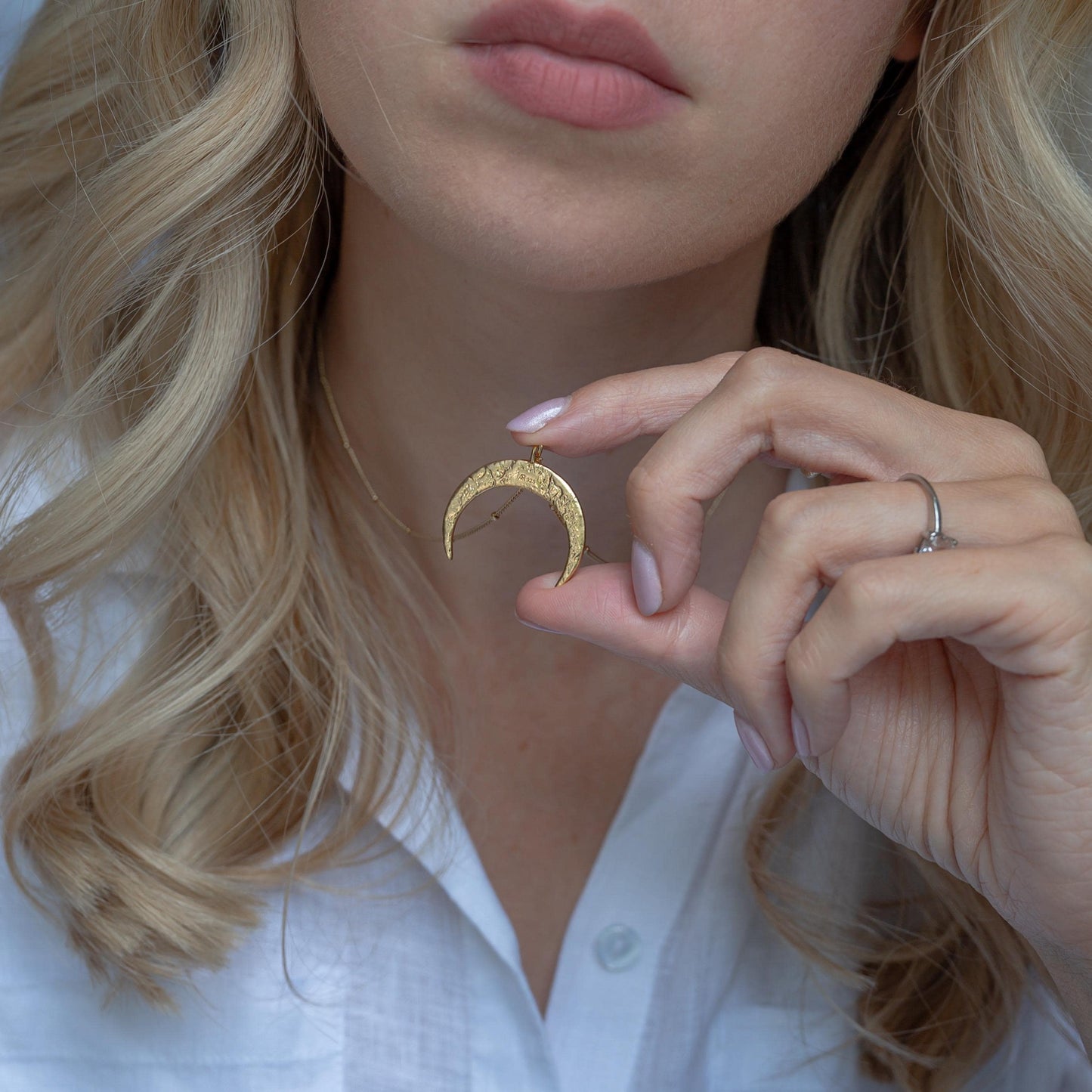 Ring Holder Moon Necklace