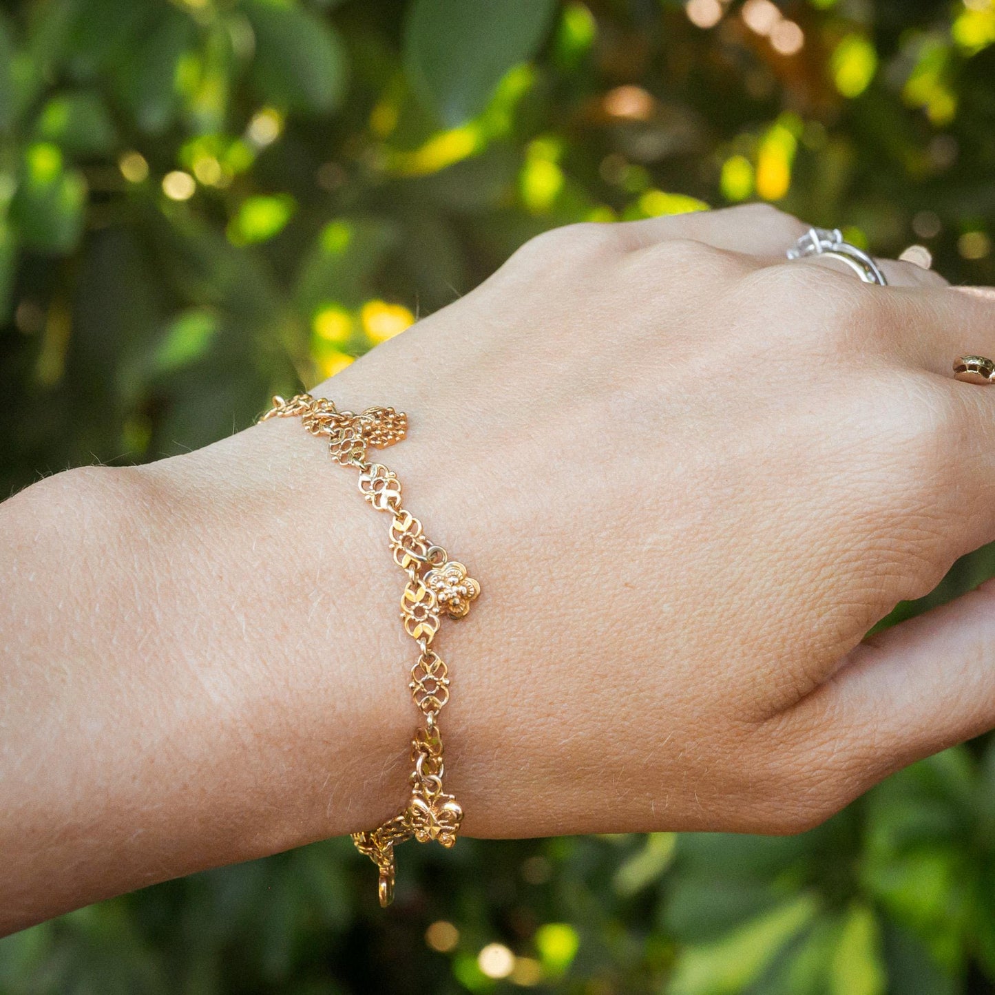 Estate Sale 14K Charm Bracelet Solid Gold