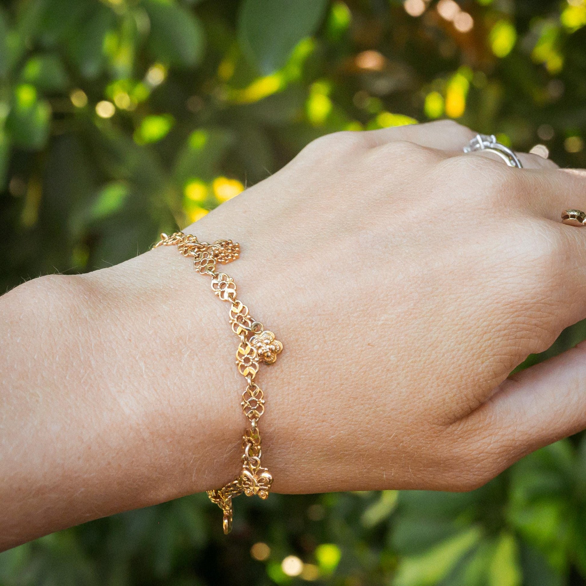Estate Sale 14K Charm Bracelet Solid Gold