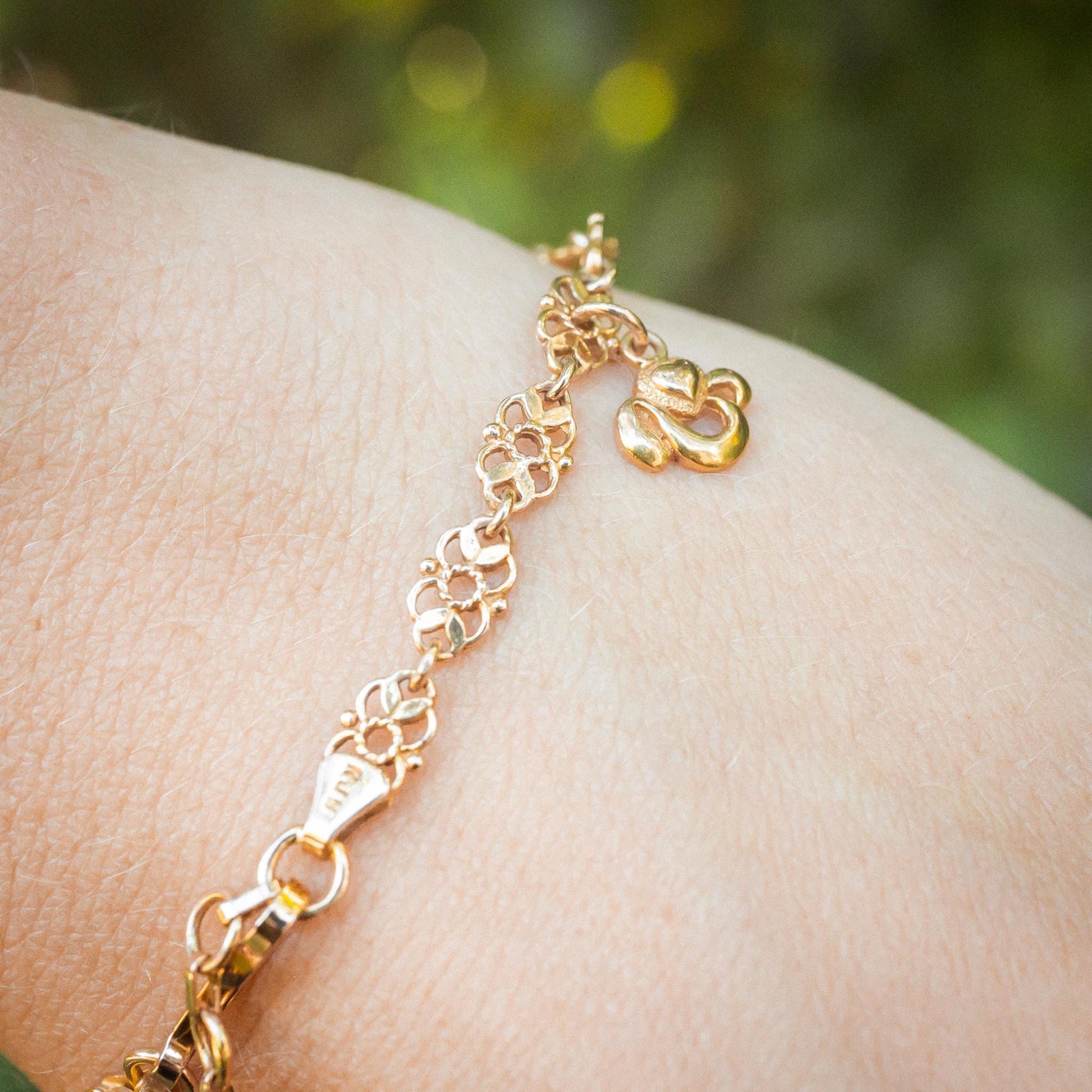 Estate Sale 14K Charm Bracelet Solid Gold