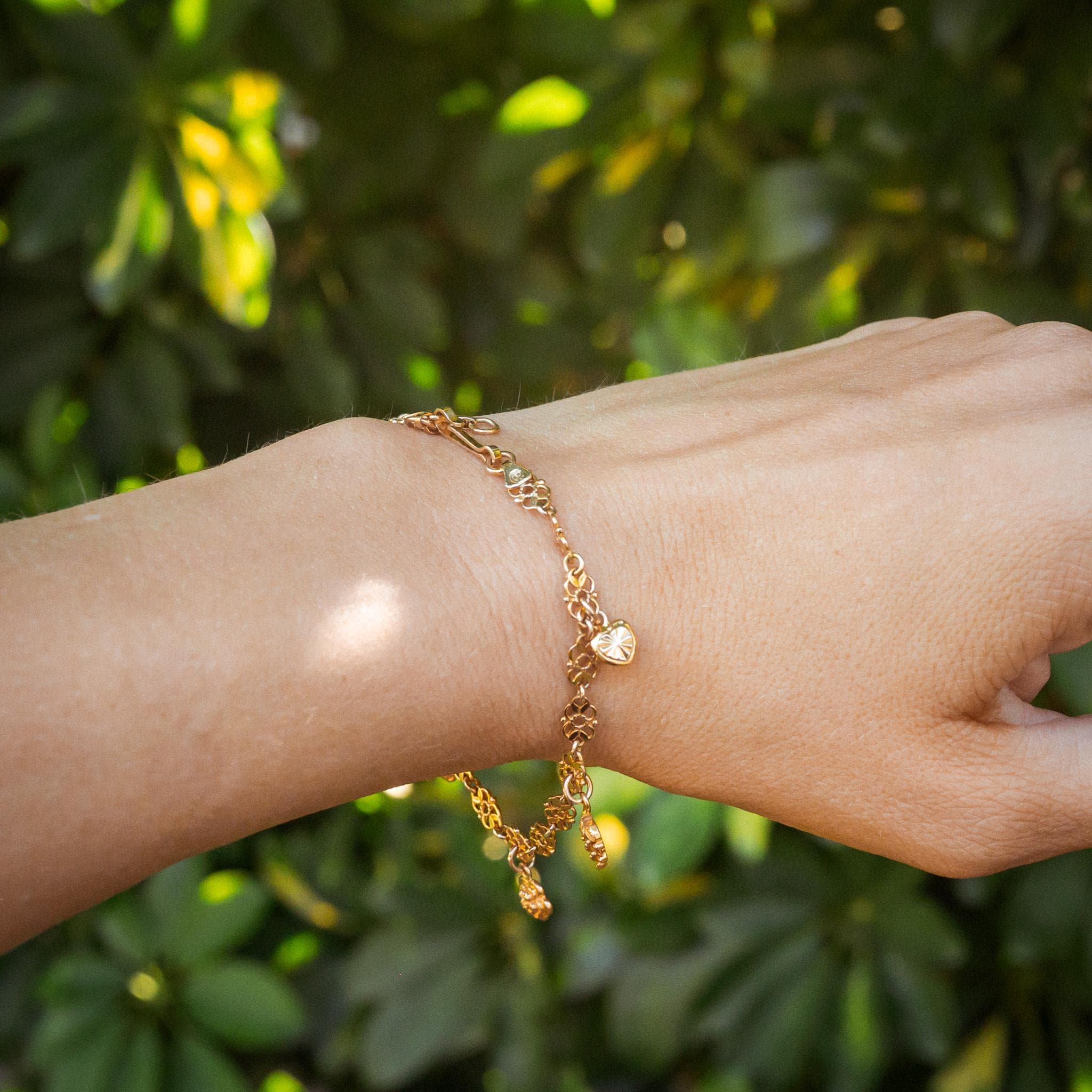 Estate Sale 14K Charm Bracelet Solid Gold