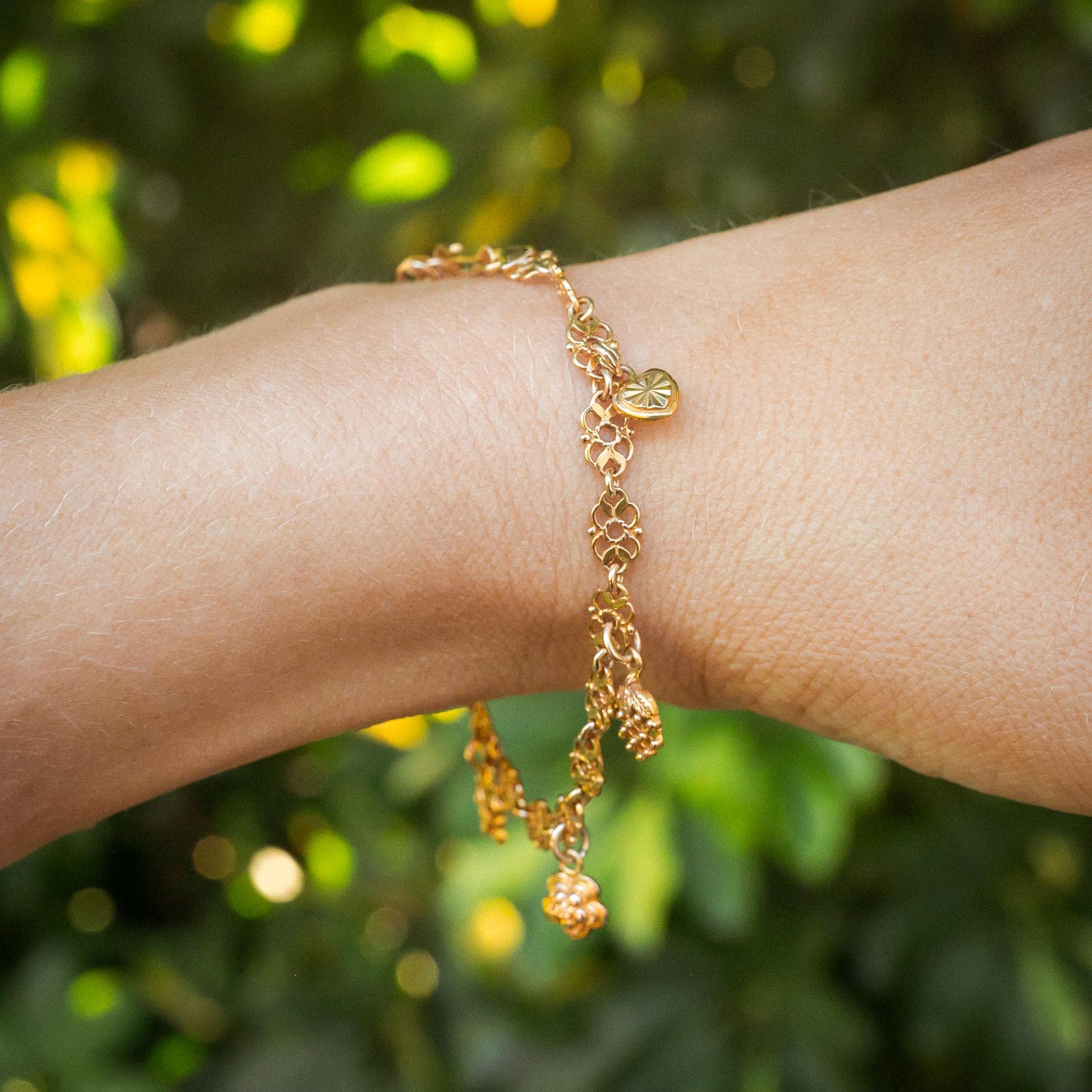 Estate Sale 14K Charm Bracelet Solid Gold