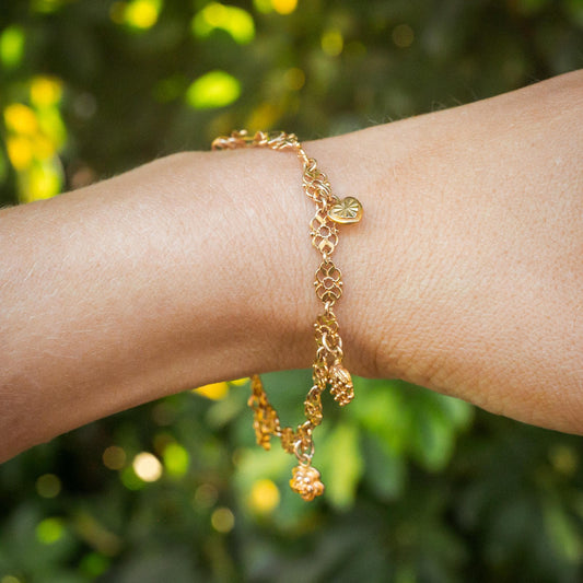Estate Sale 14K Charm Bracelet Solid Gold