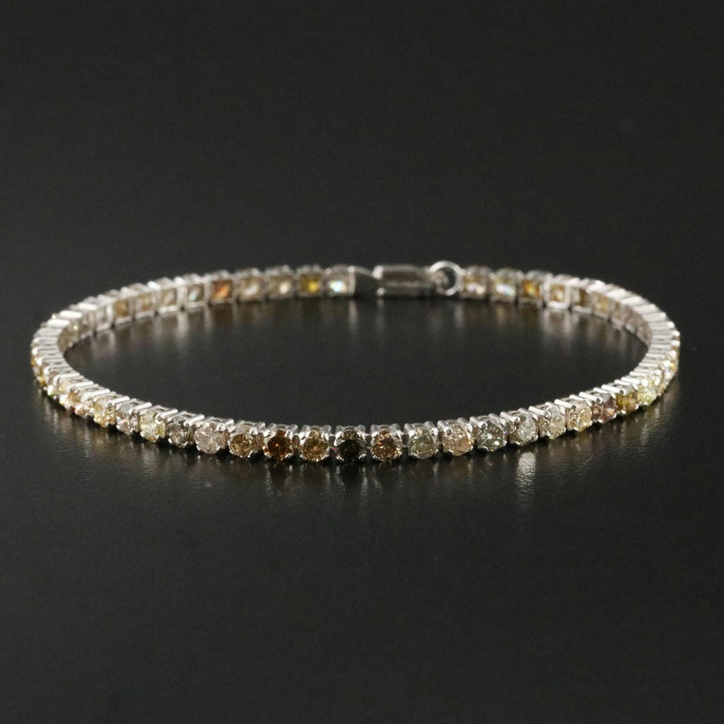 14K White Gold Natural Fancy Color Diamond Tennis Bracelet 5CTW (IGI Report)