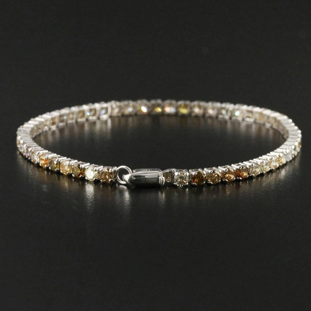 14K White Gold Natural Fancy Color Diamond Tennis Bracelet 5CTW (IGI Report)