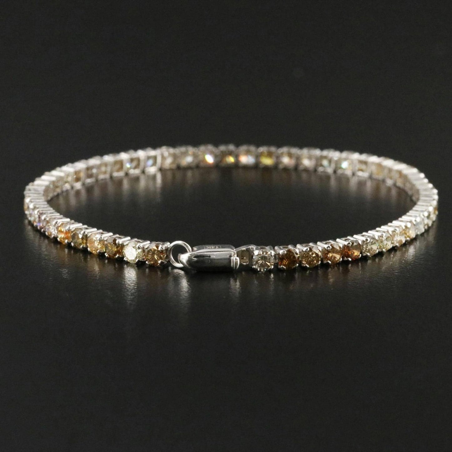 14K White Gold Natural Fancy Color Diamond Tennis Bracelet 5CTW (IGI Report)
