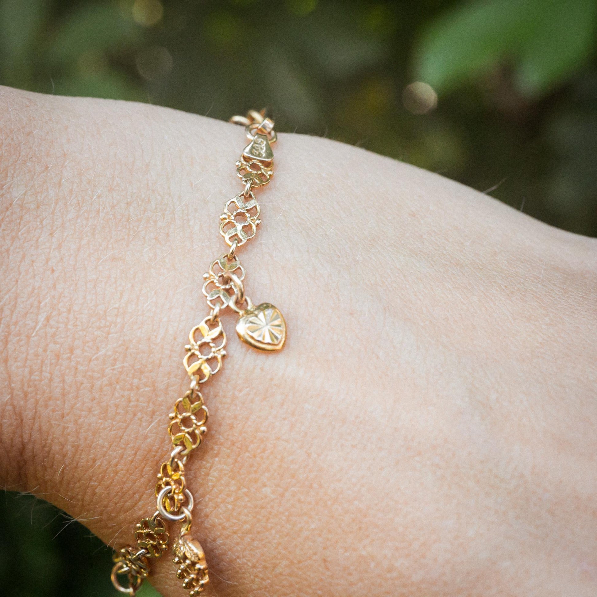 Estate Sale 14K Charm Bracelet Solid Gold