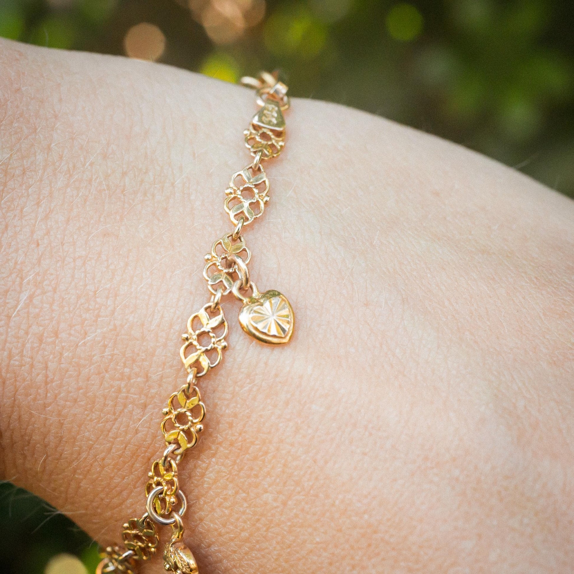 Estate Sale 14K Charm Bracelet Solid Gold