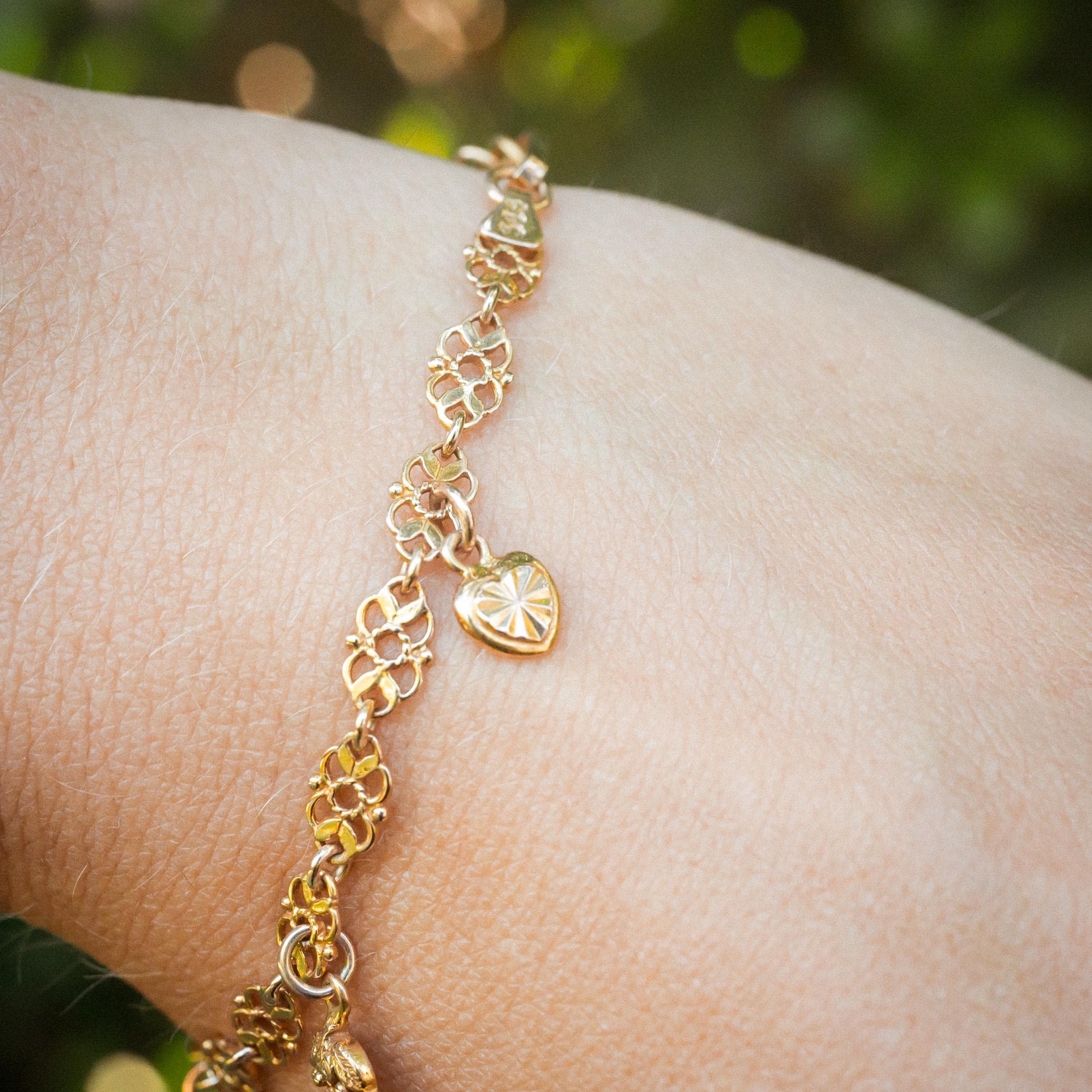 Estate Sale 14K Charm Bracelet Solid Gold