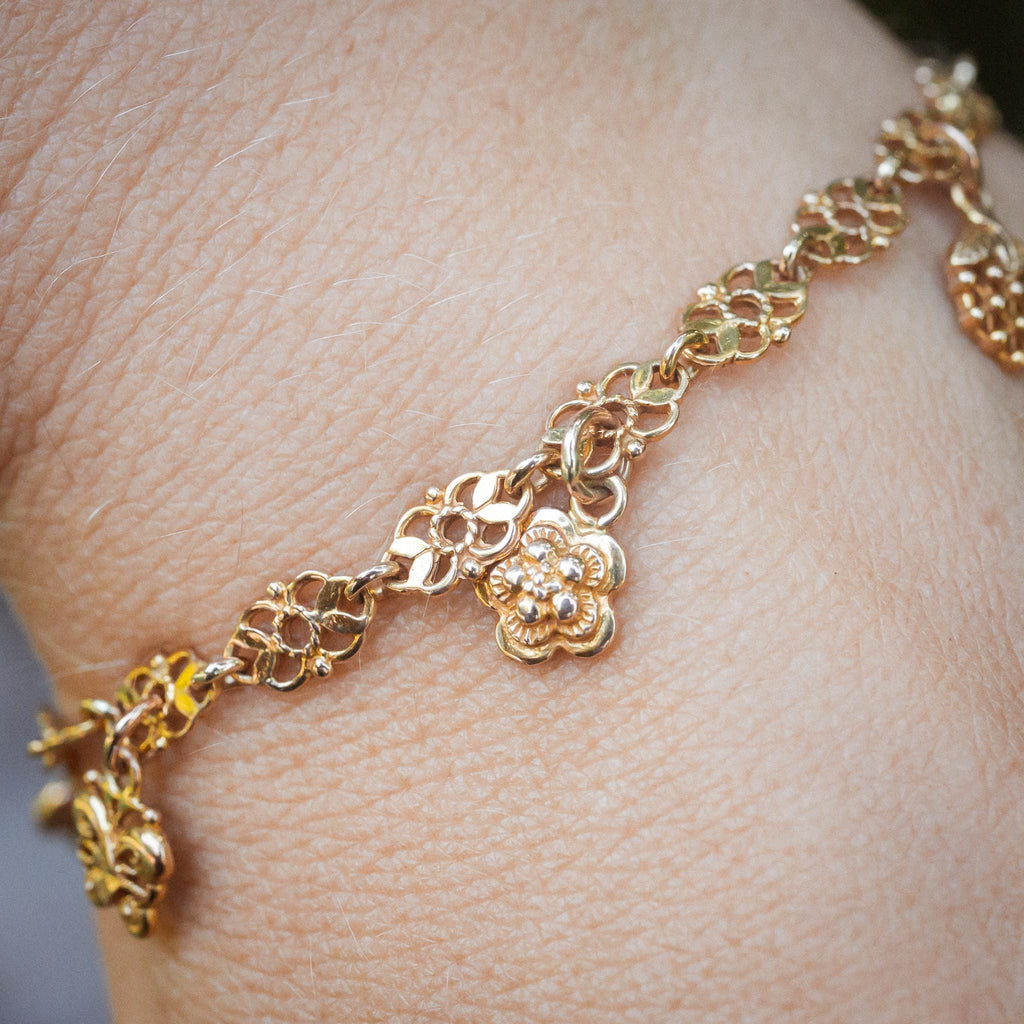 Estate Sale 14K Charm Bracelet Solid Gold