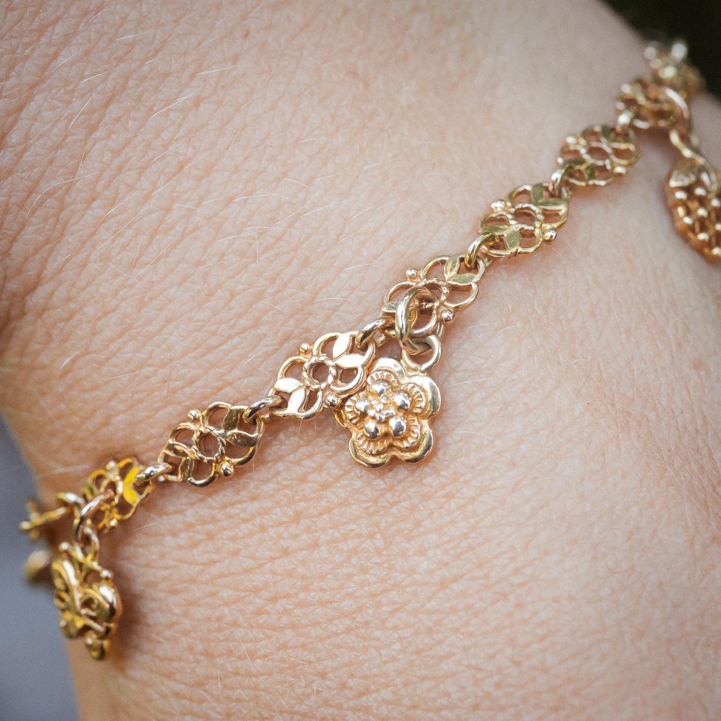 Estate Sale 14K Charm Bracelet Solid Gold