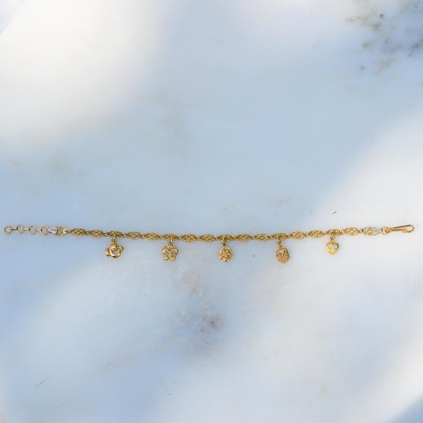Estate Sale 14K Charm Bracelet Solid Gold