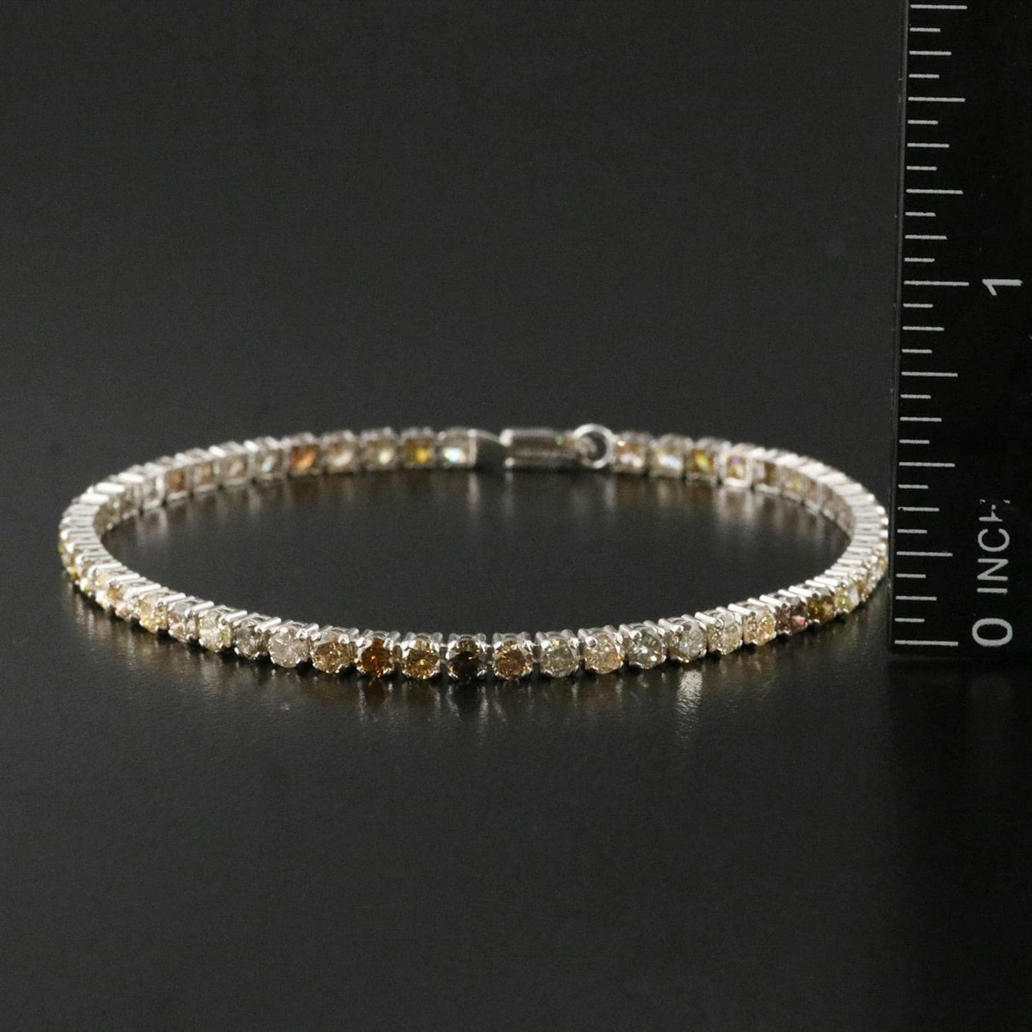14K White Gold Natural Fancy Color Diamond Tennis Bracelet 5CTW (IGI Report)
