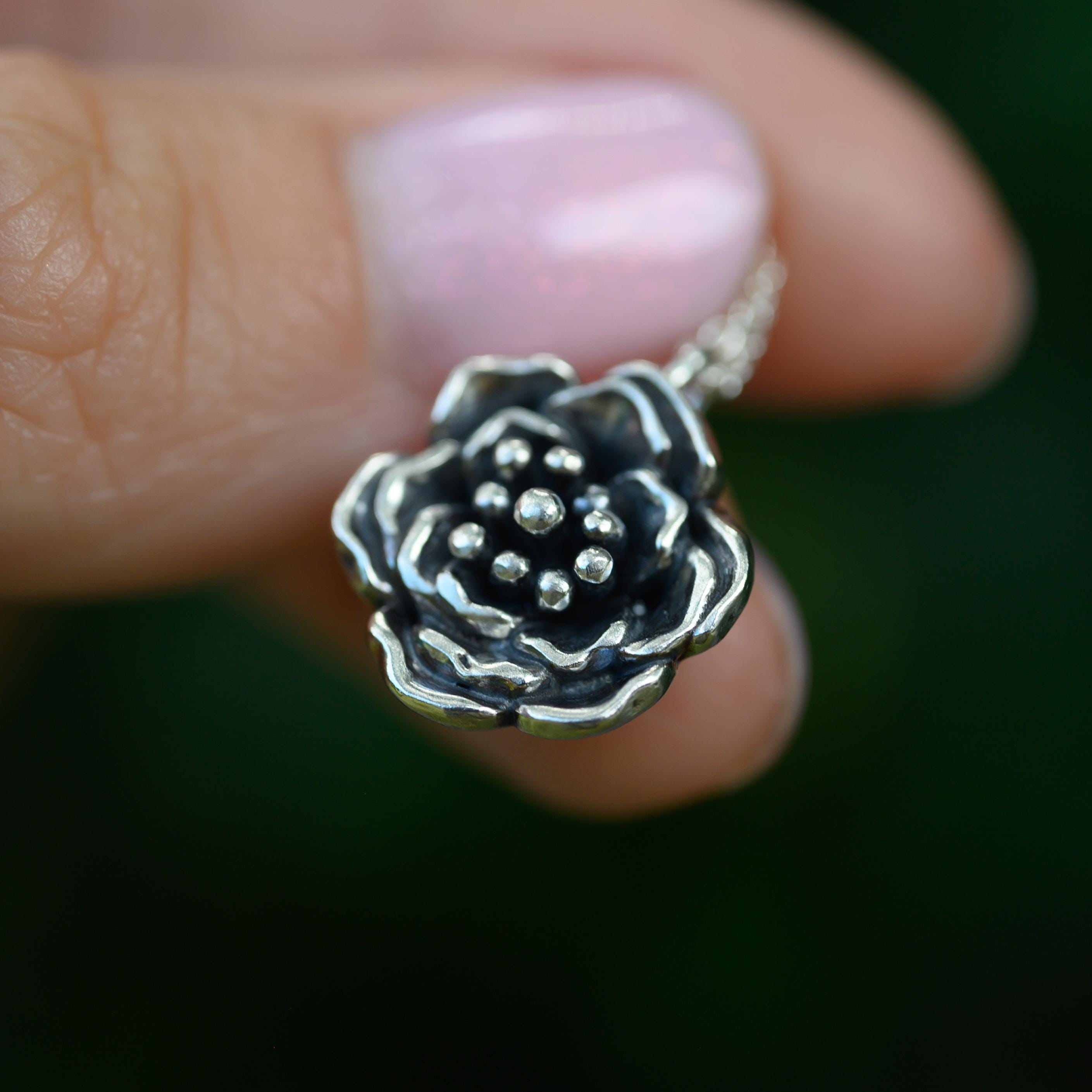 Sterling Silver Wild Rose Necklace