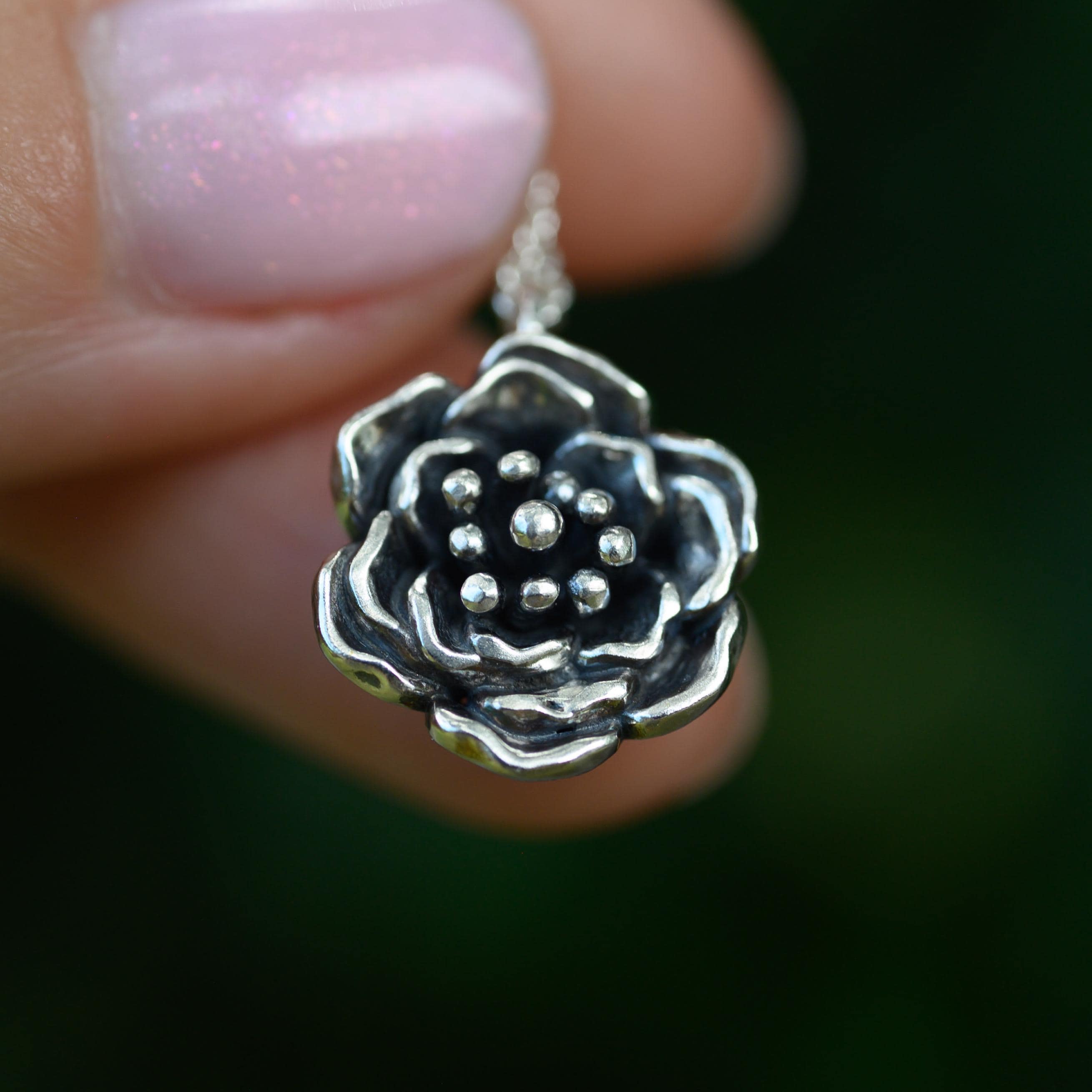 Sterling Silver Wild Rose Necklace