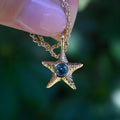 Starfish Necklace with Blue Ziron in solid gold or silver
