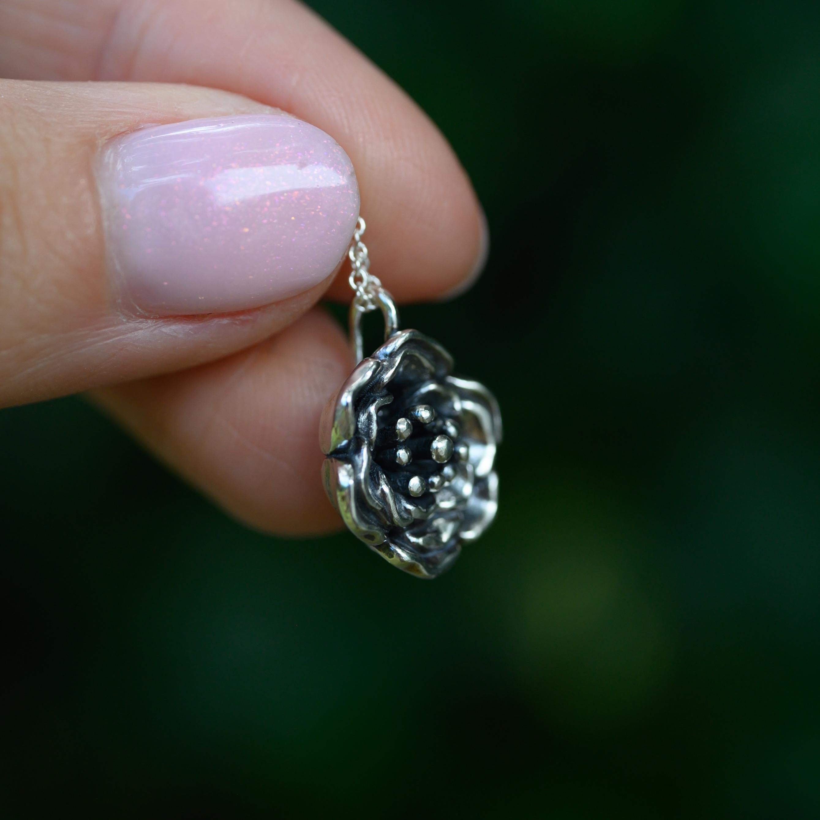Sterling Silver Wild Rose Necklace