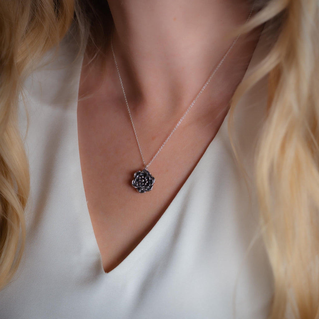 Sterling Silver Wild Rose Necklace