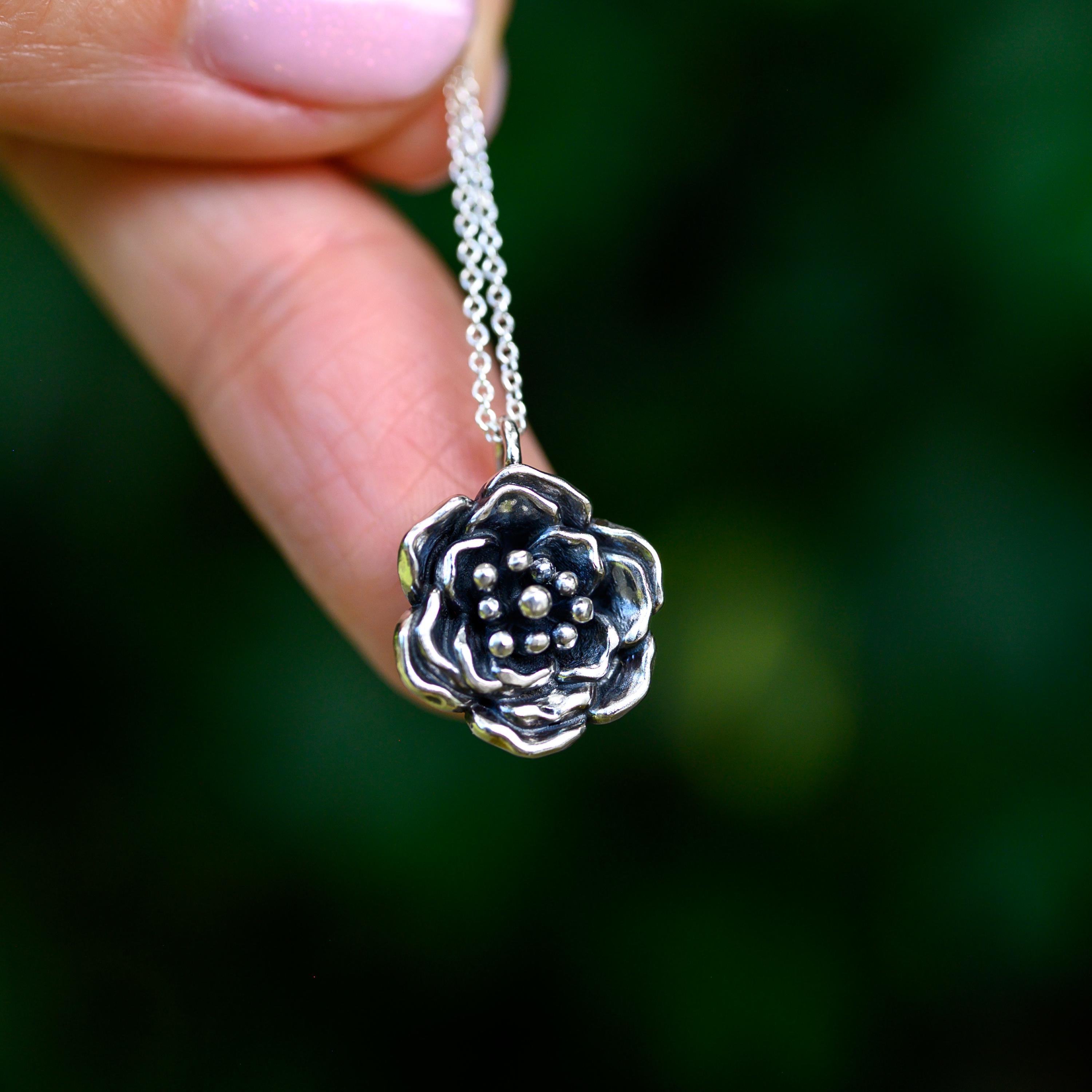 Sterling Silver Wild Rose Necklace