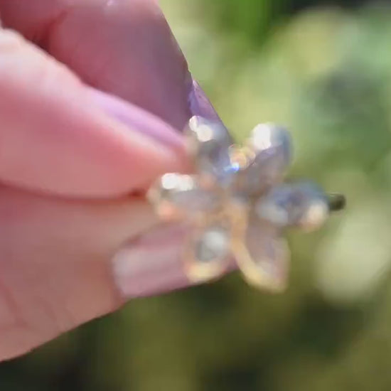 Diamond Daisy Flower Engagement Ring, 6 marquises and pear-shaped petals with solid gold 10k Size 6